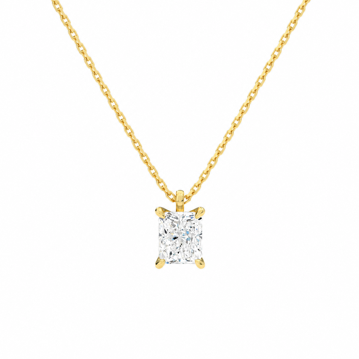 Elysia Radiant Solitaire Lab-Grown Diamond Pendant Necklace in 18K Yellow Gold, front view