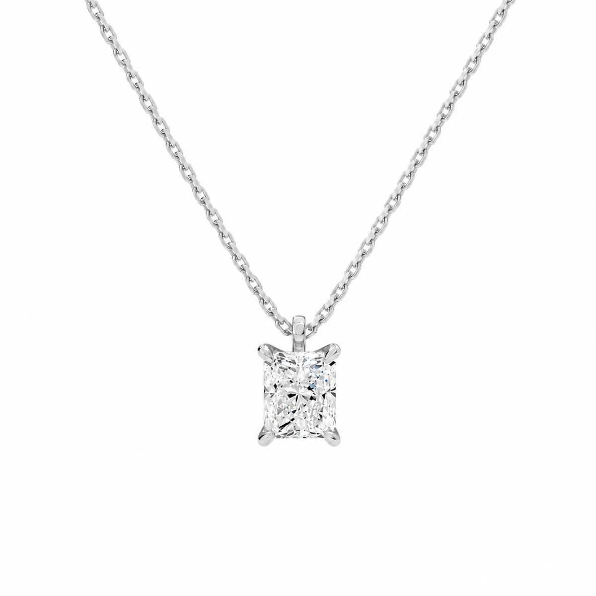 Elysia Radiant Solitaire Lab-Grown Diamond Pendant Necklace in Platinum, front view