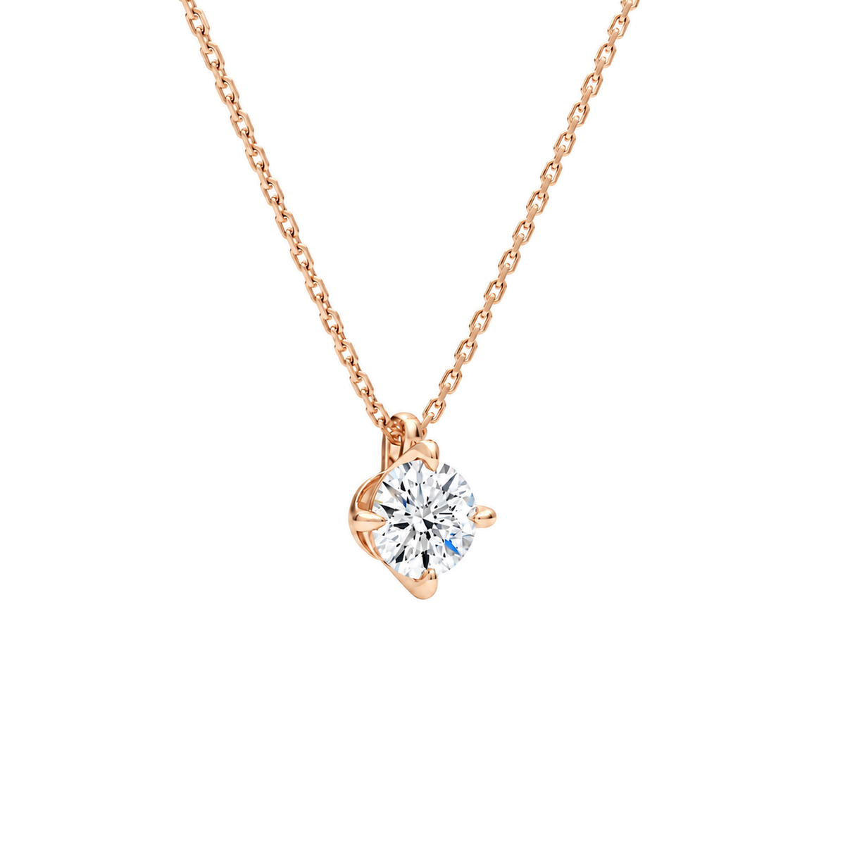 Elysia Round Solitaire Lab-Grown Diamond Pendant Necklace in 14K Rose Gold, alternate product view