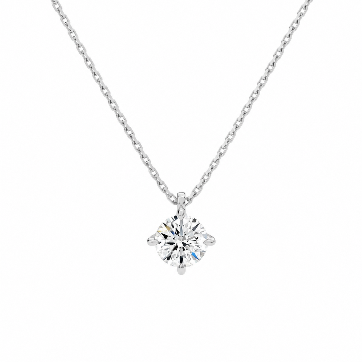Elysia Round Solitaire Lab-Grown Diamond Pendant Necklace in Platinum, front view