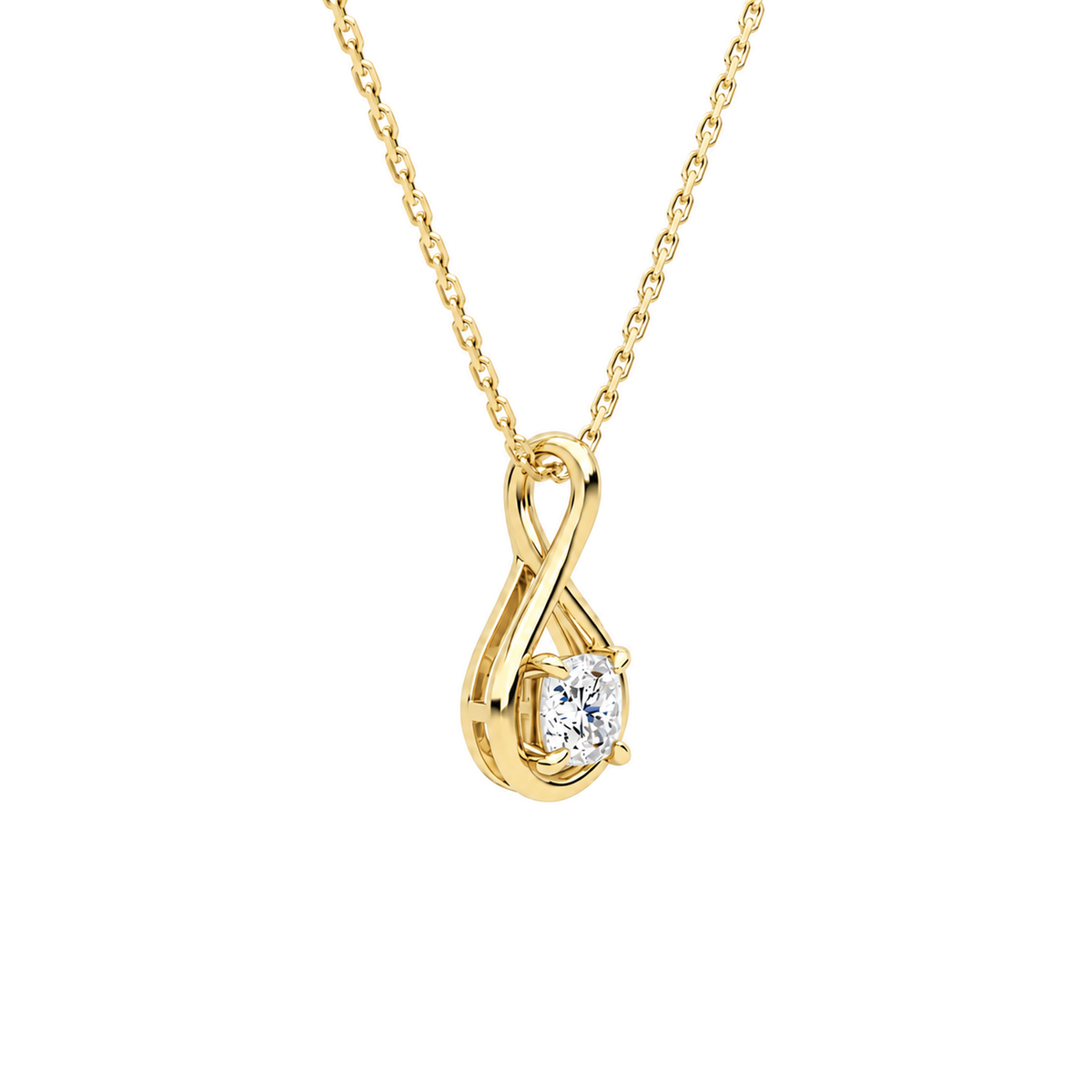 Auralie Cushion Solitaire Twist Lab-Grown Diamond Pendant Necklace in 14K Yellow Gold, alternate product view
