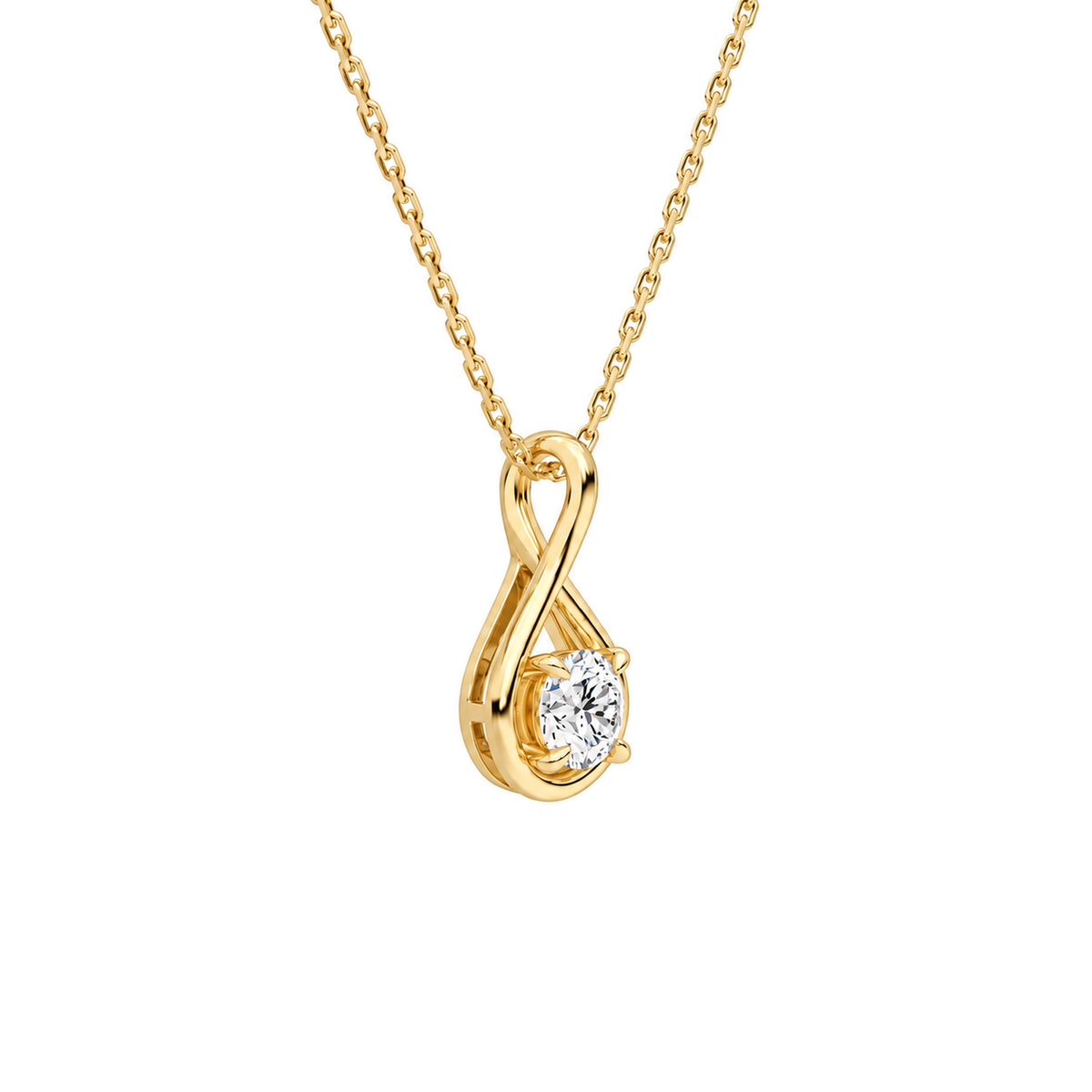 Auralie Round Solitaire Twist Lab-Grown Diamond Pendant Necklace in 18K Yellow Gold, alternate product view