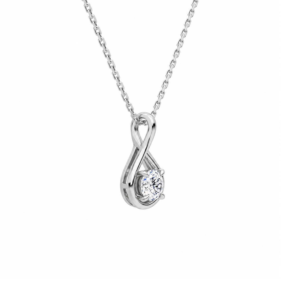 Auralie Round Solitaire Twist Lab-Grown Diamond Pendant Necklace in Platinum, alternate product view
