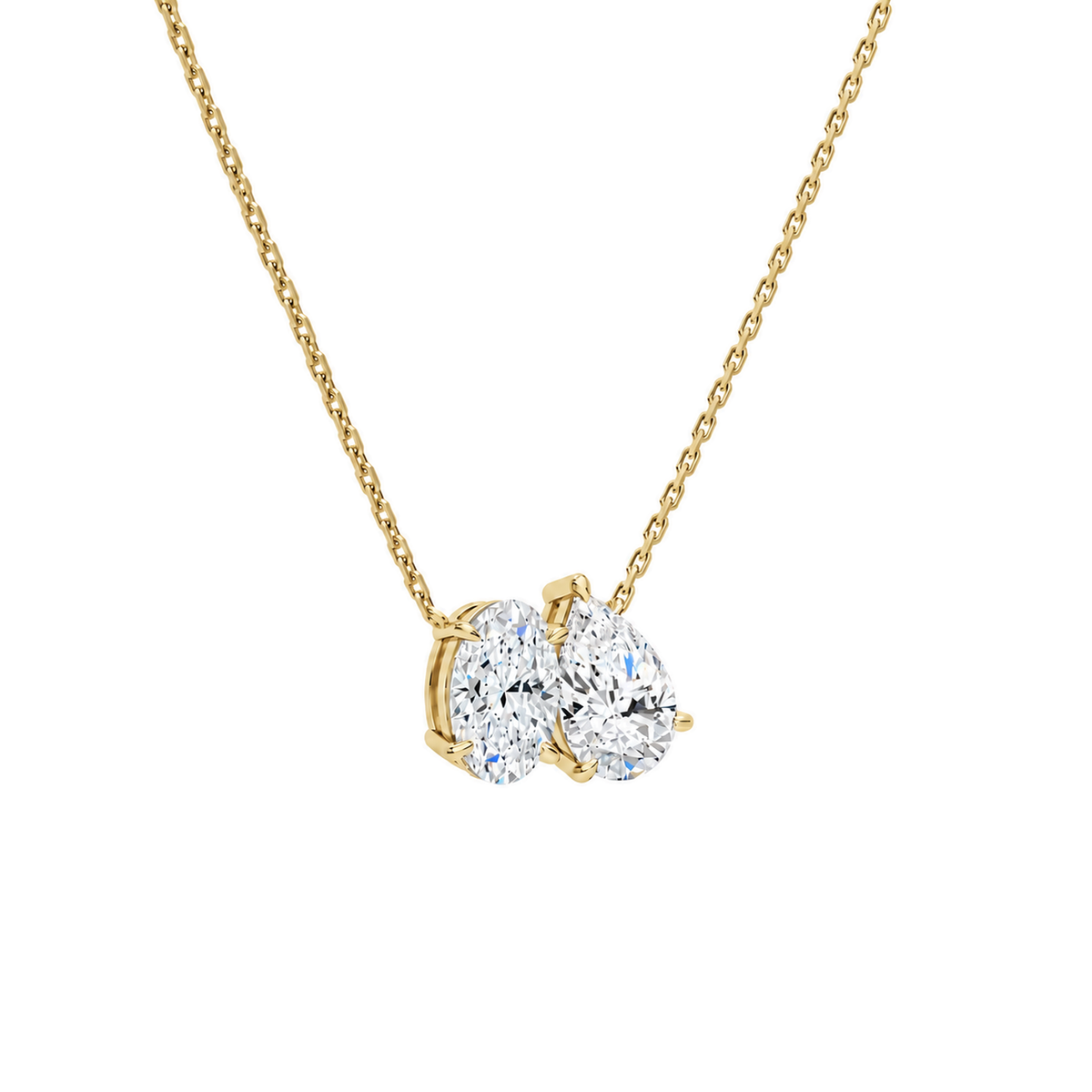 Aviana Oval & Pear Toi Et Moi Lab-Grown Diamond Necklace in 14K Yellow Gold, alternate product view