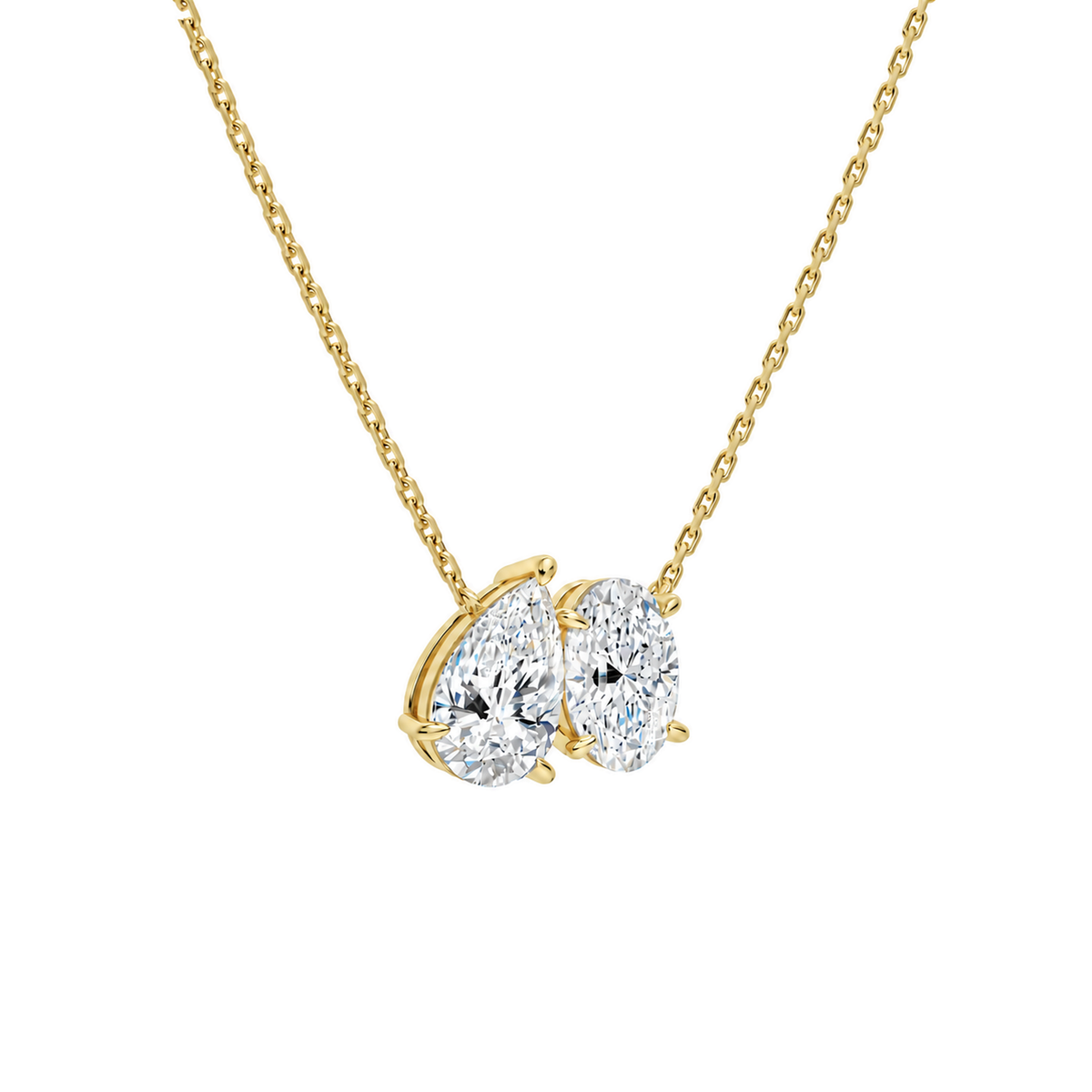 Aviana Pear & Oval Toi Et Moi Lab-Grown Diamond Necklace in 18K Yellow Gold, alternate product view