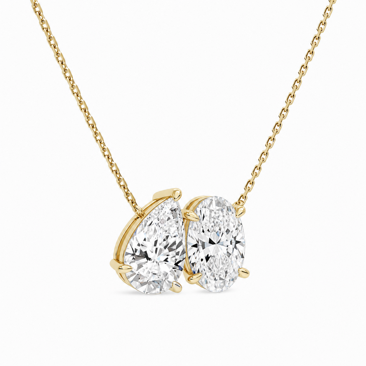 Aviana Pear & Oval Toi Et Moi Diamond Necklace in 14K Yellow Gold second product view