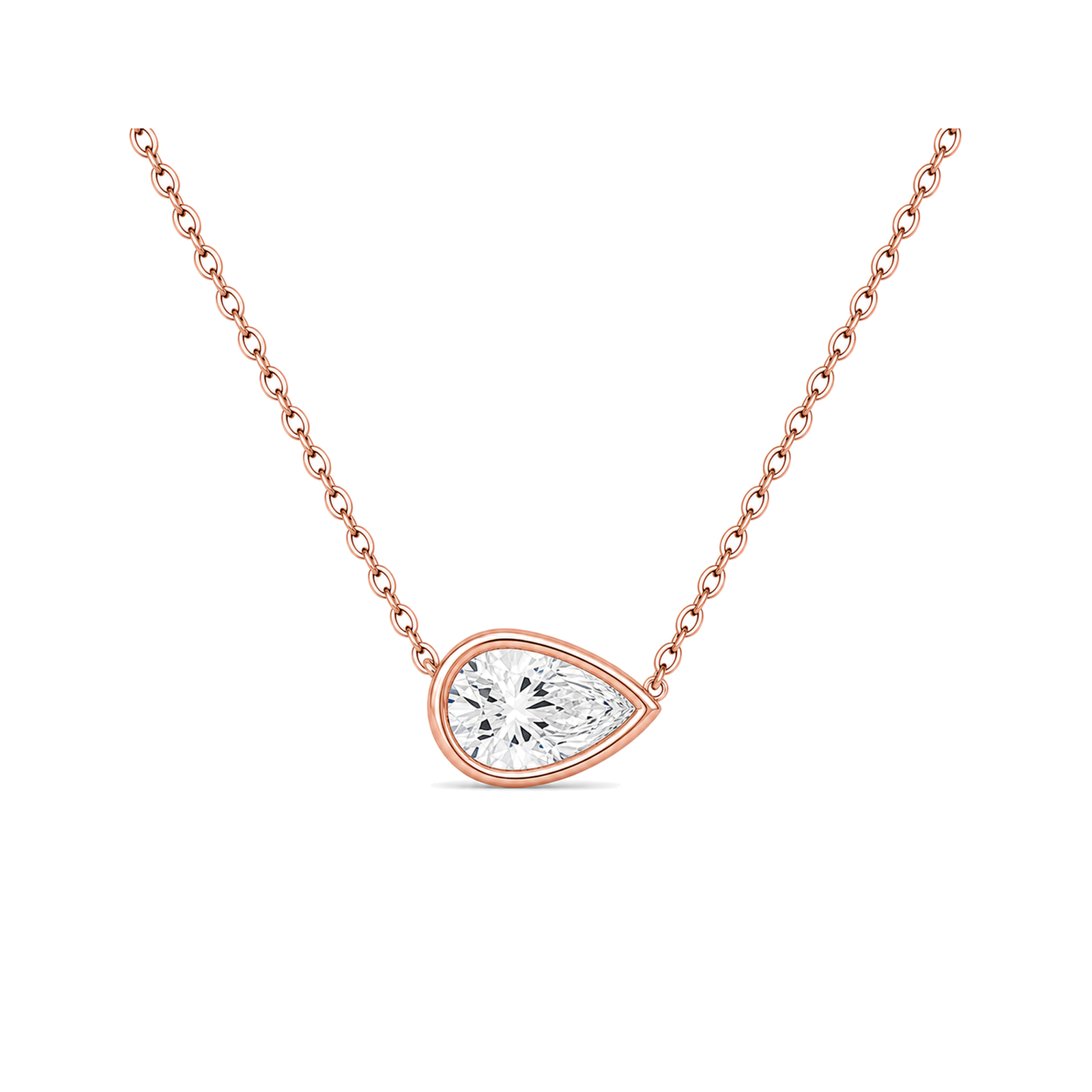 Sienna Bezel Solitaire Lab Grown Diamond Necklace in 14K Rose Gold