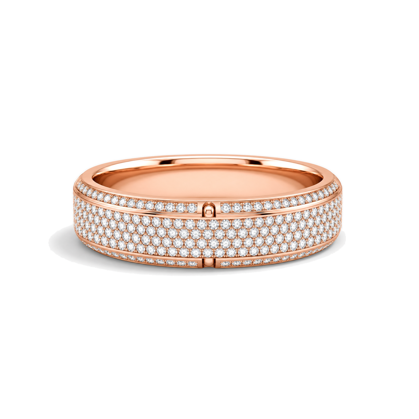 Lenora Beveled Pave Lab Grown Diamond Wedding Band in 14K Rose Gold