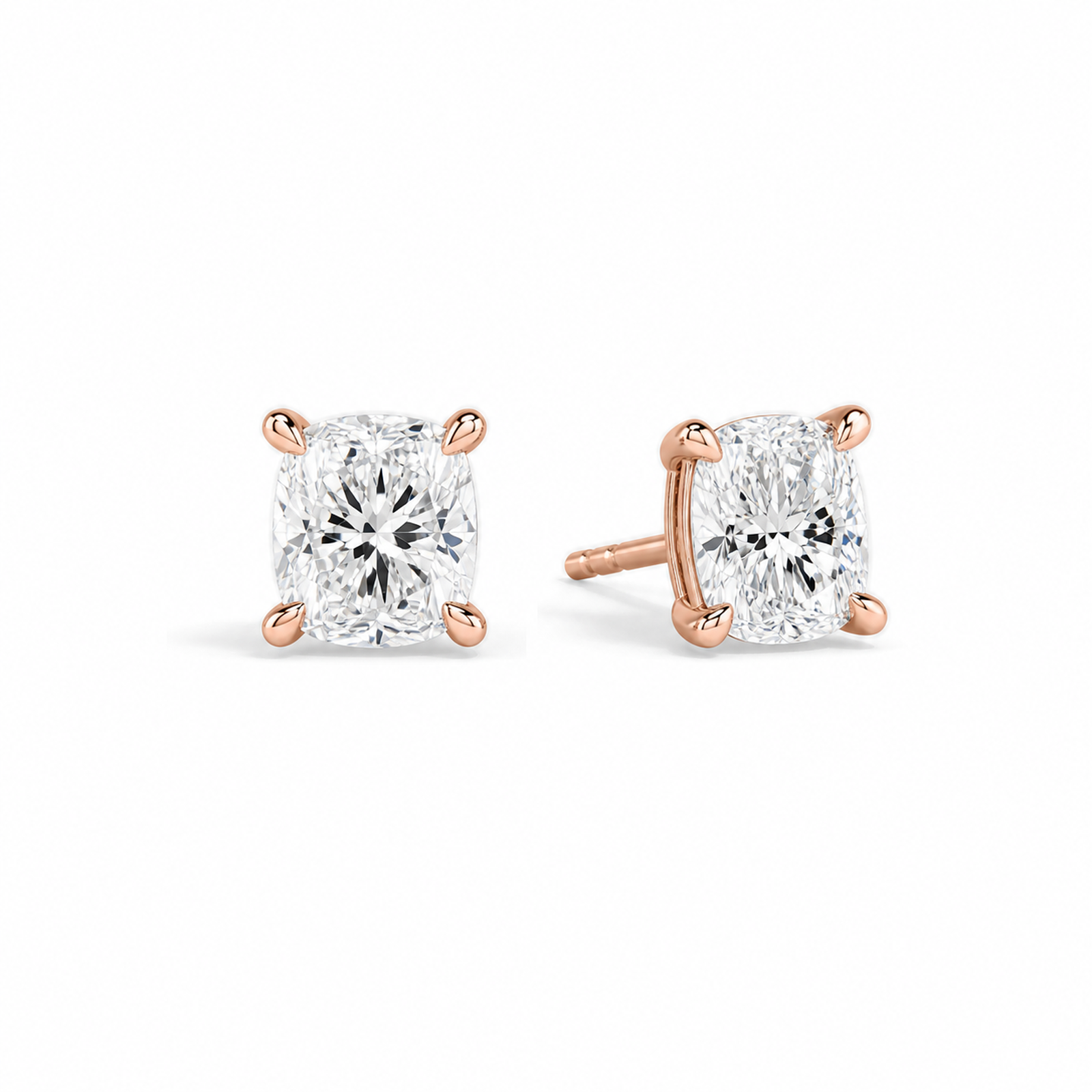 Eira Solitaire 4-Prong Lab Grown Diamond Stud Earrings in 14K Rose Gold
