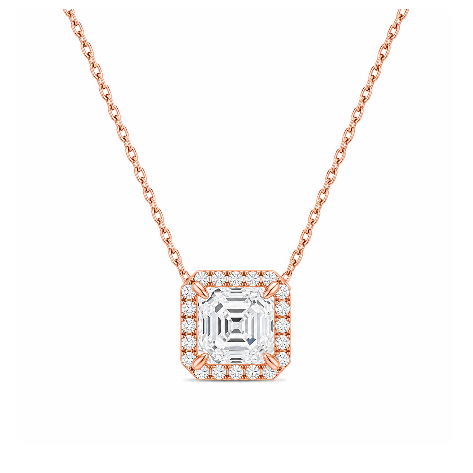 Jessa Halo Lab Grown Diamond Necklace in 14K Rose Gold