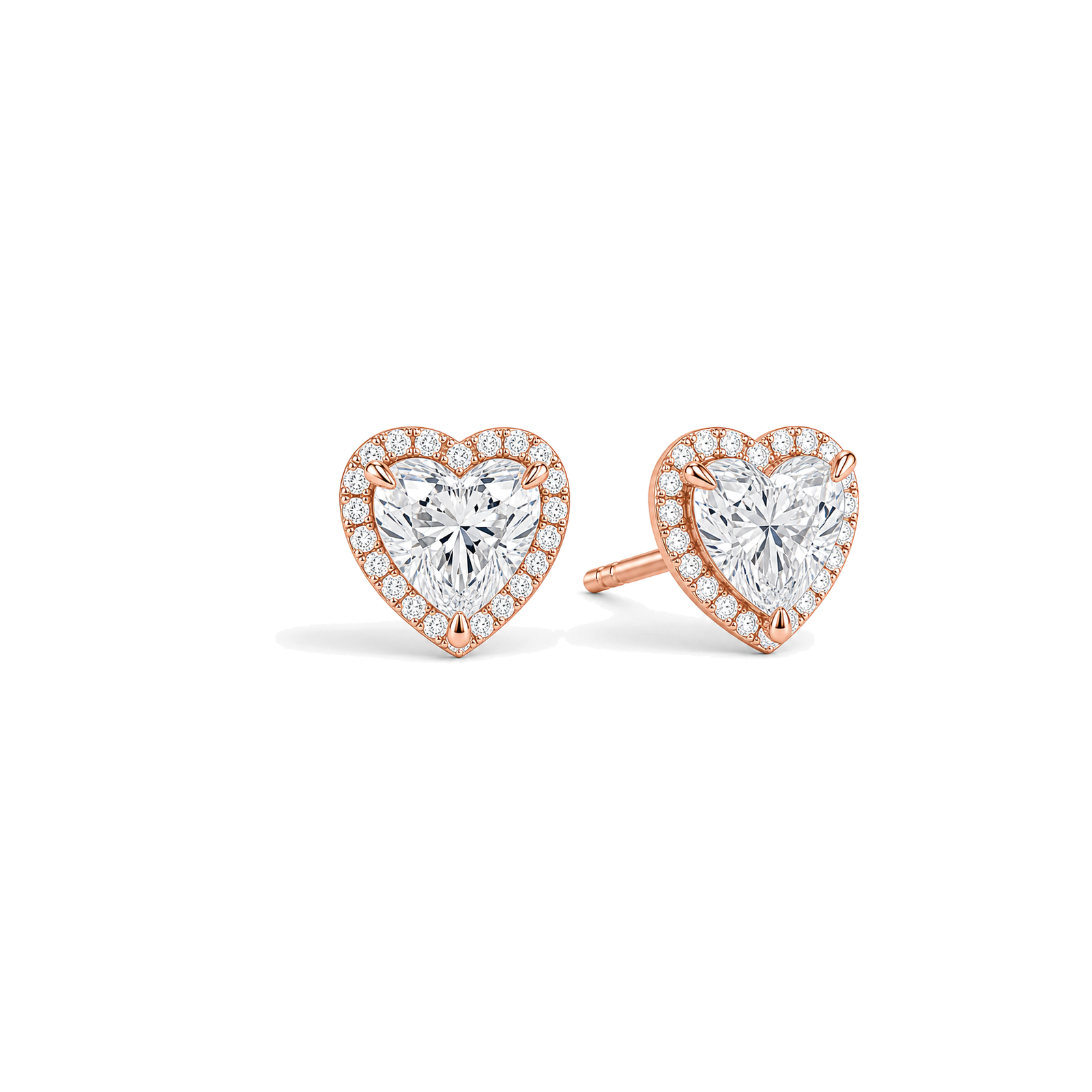 Seren Halo Lab Grown Diamond Stud Earrings in 14K Rose Gold