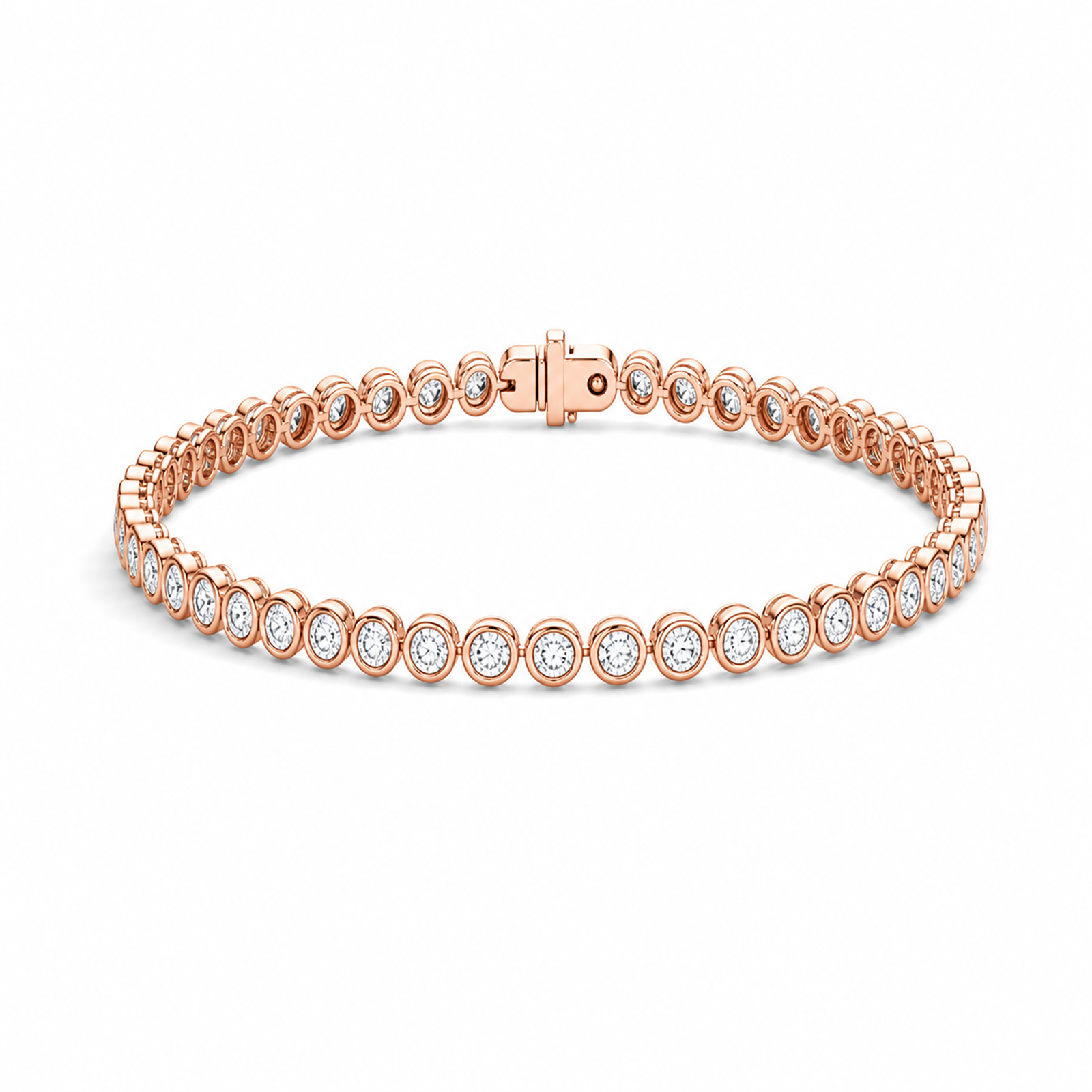 Faye Brilliant Bezel Lab Grown Diamond Tennis Bracelet in 14K Rose Gold