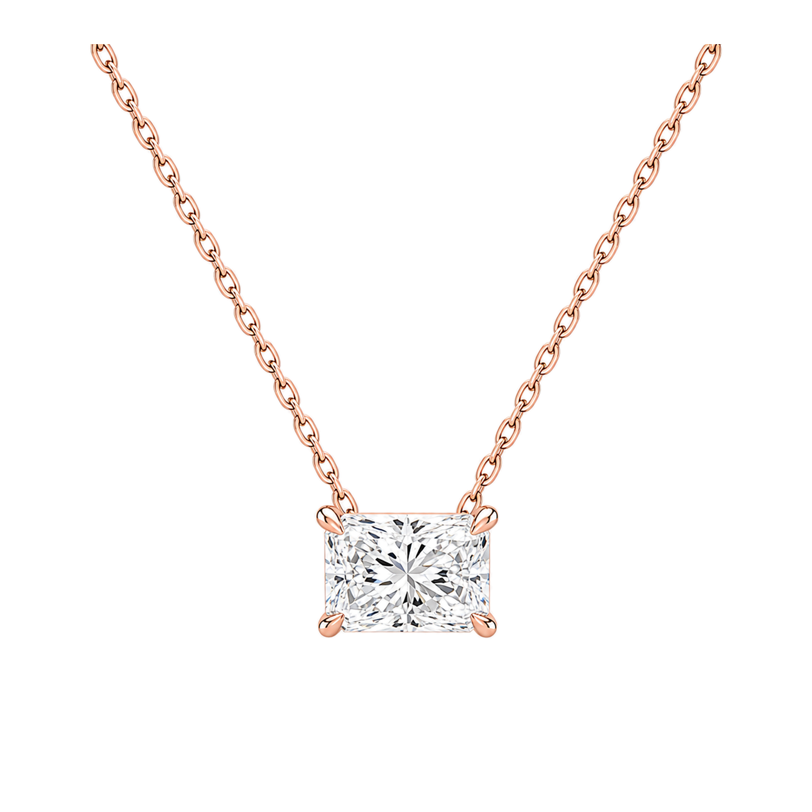 Solenne Solitaire Lab Grown Diamond Necklace in 14K Rose Gold