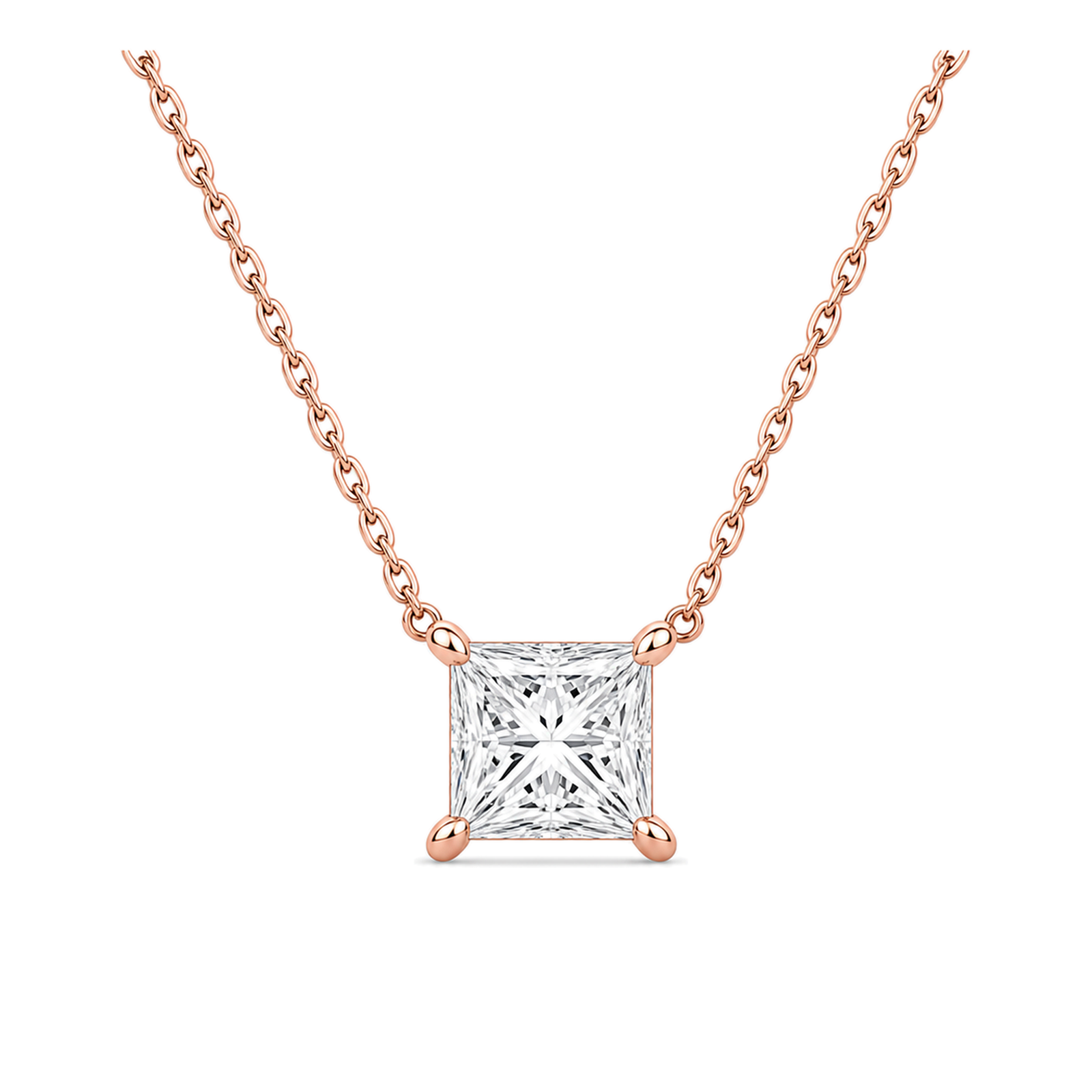 Solenne Solitaire Lab Grown Diamond Necklace in 14K Rose Gold