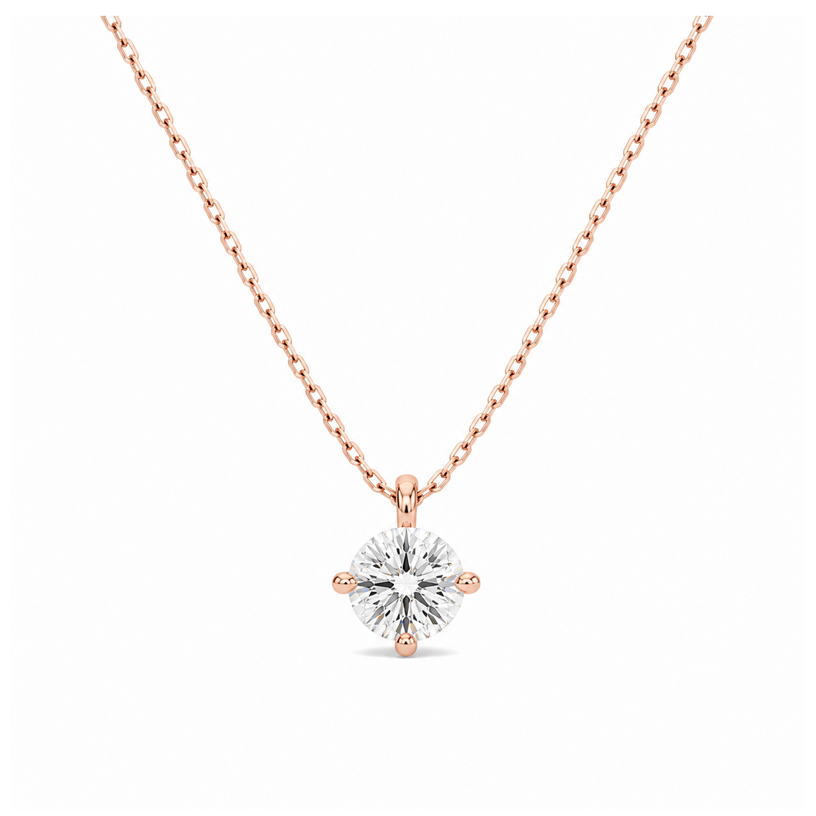Elysia Solitaire Lab Grown Diamond Pendant Necklace in 14K Rose Gold