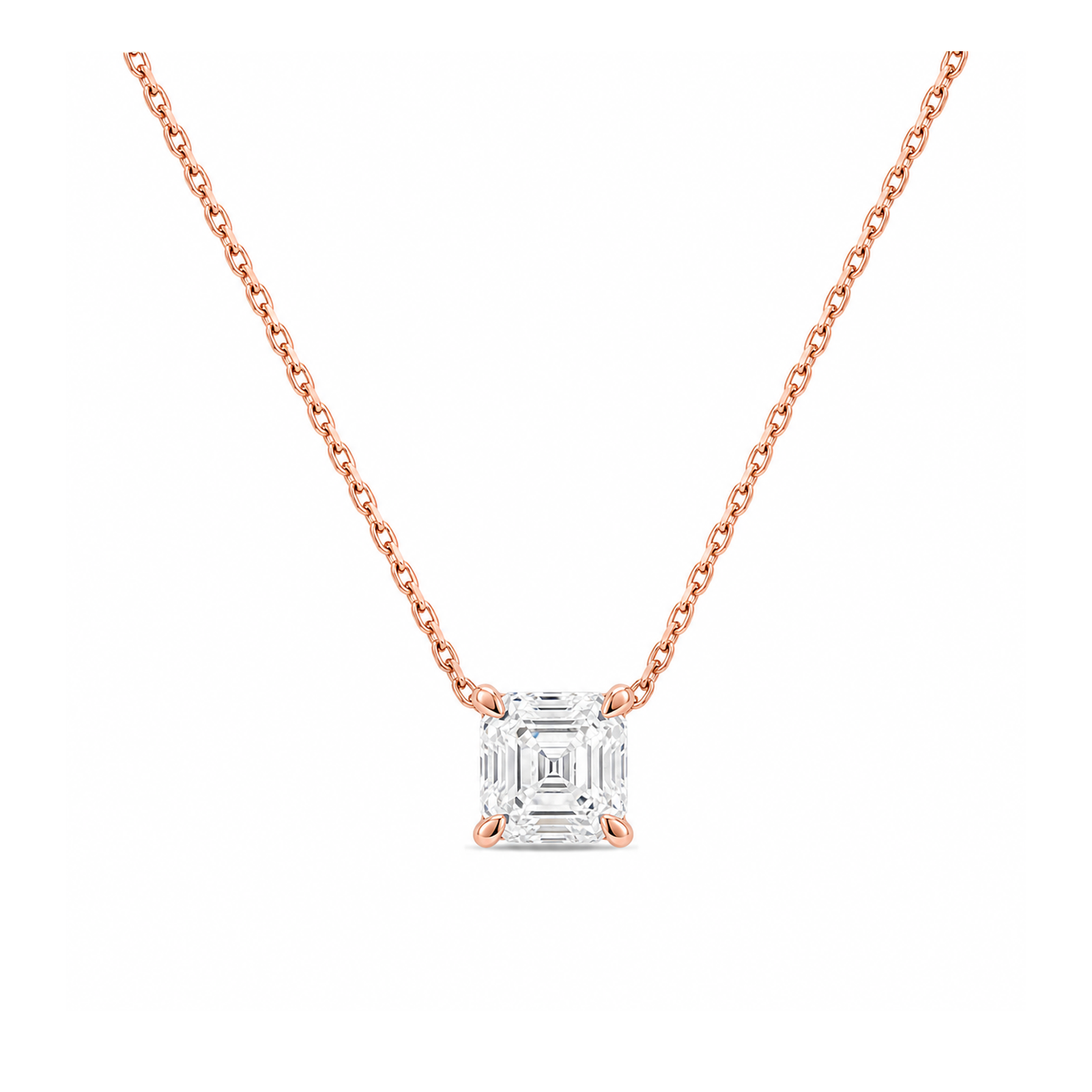 Solenne Solitaire Lab Grown Diamond Necklace in 14K Rose Gold
