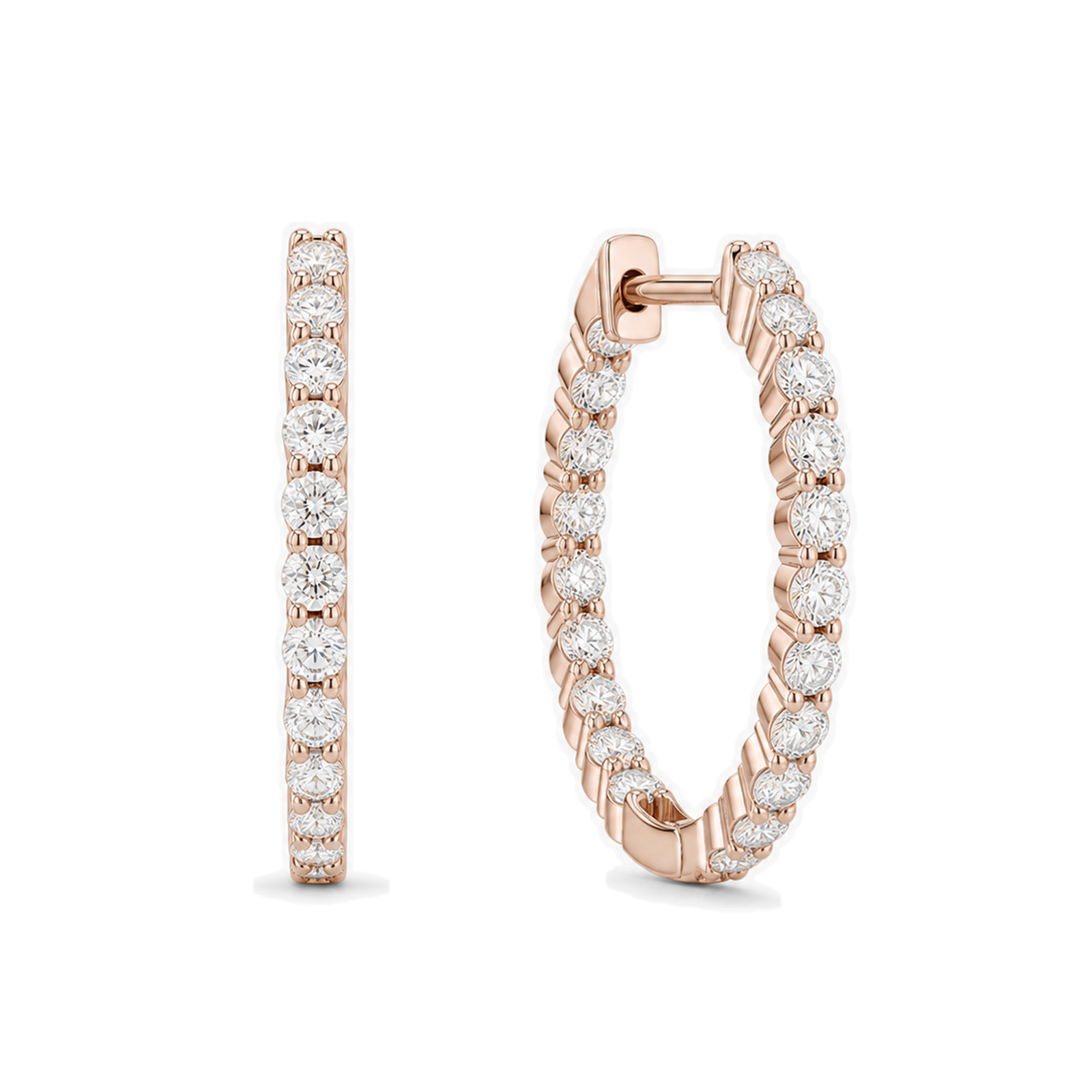 Quinn Inside-Out Hoop Lab Grown Diamond Hoop Earrings in 14K Rose Gold