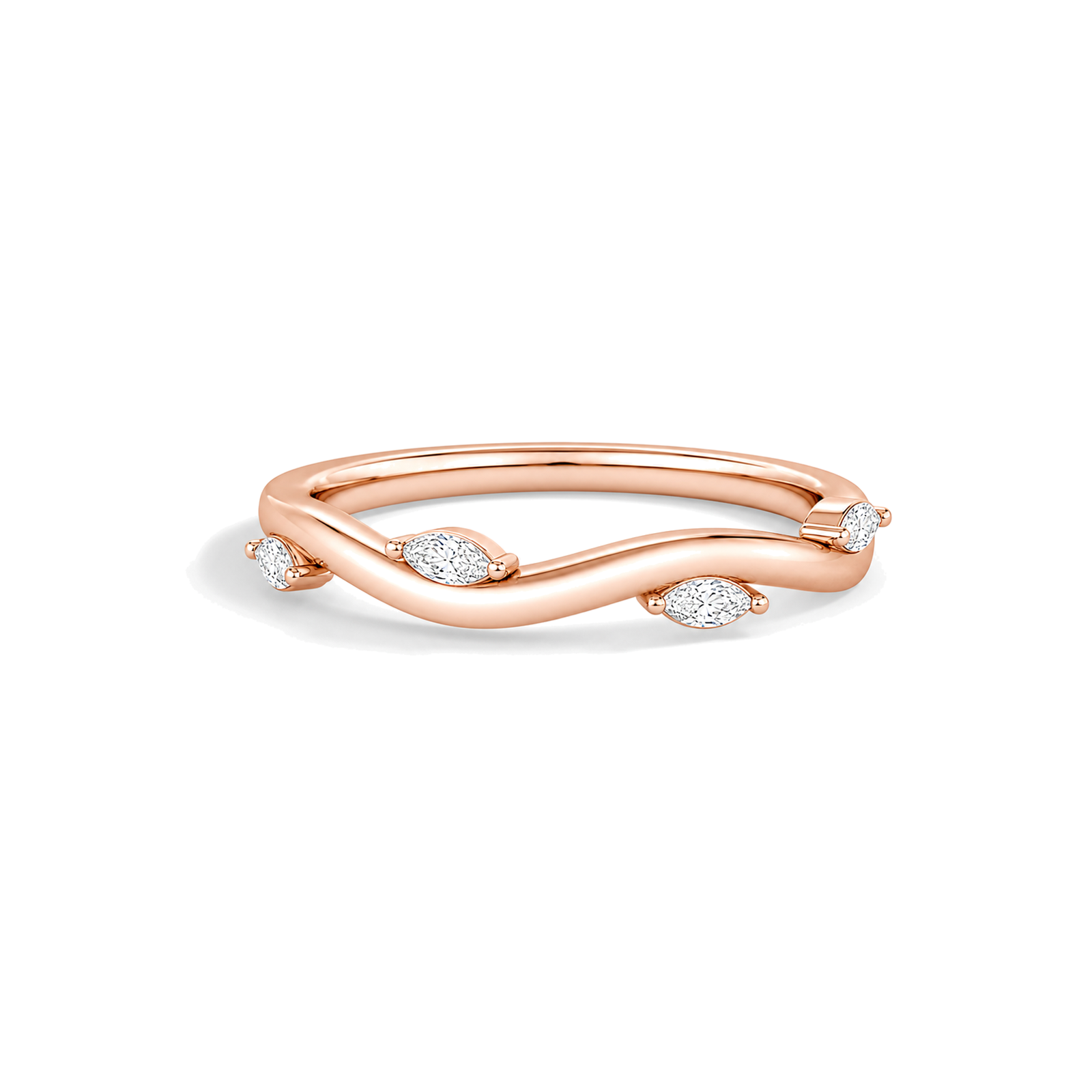 Brielle Stackable Wave Stacking Lab Grown Diamond Ring in 14K Rose Gold