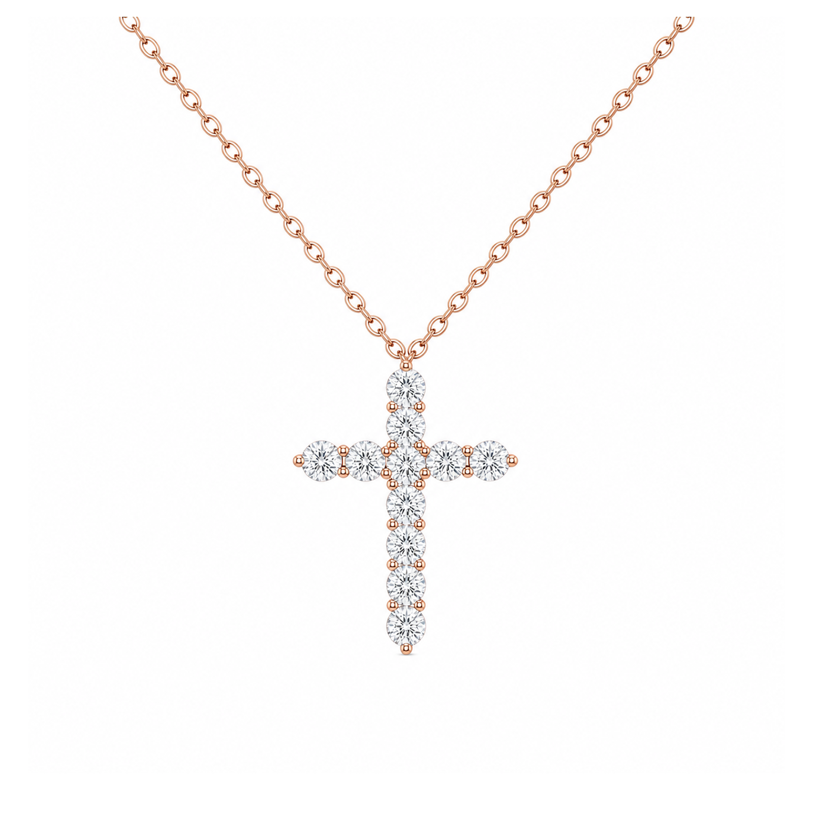 Nerissa Cross Lab Grown Diamond Pendant Necklace in 14K Rose Gold
