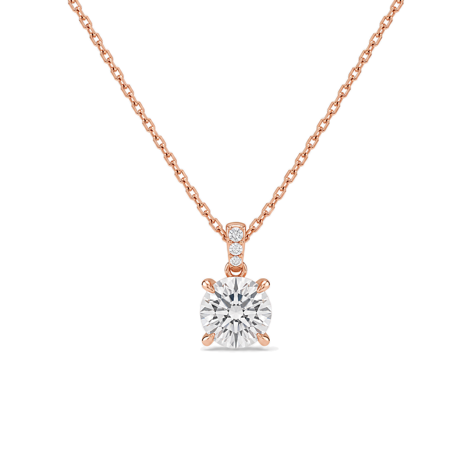 Maeva Accented Bail Lab Grown Diamond Pendant Necklace in 14K Rose Gold