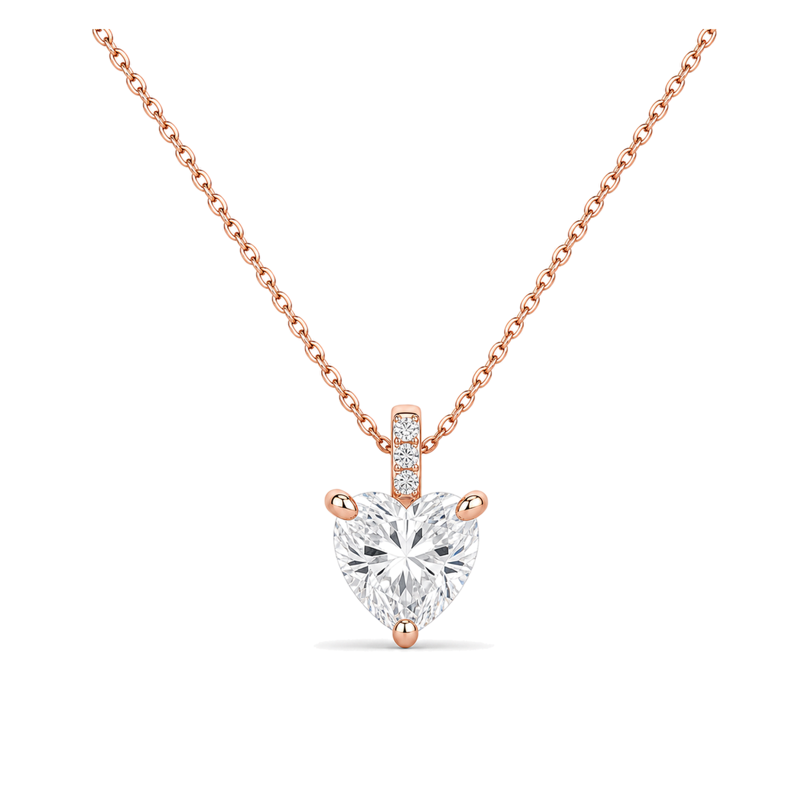 Maeva Accented Bail Lab Grown Diamond Pendant Necklace in 14K Rose Gold
