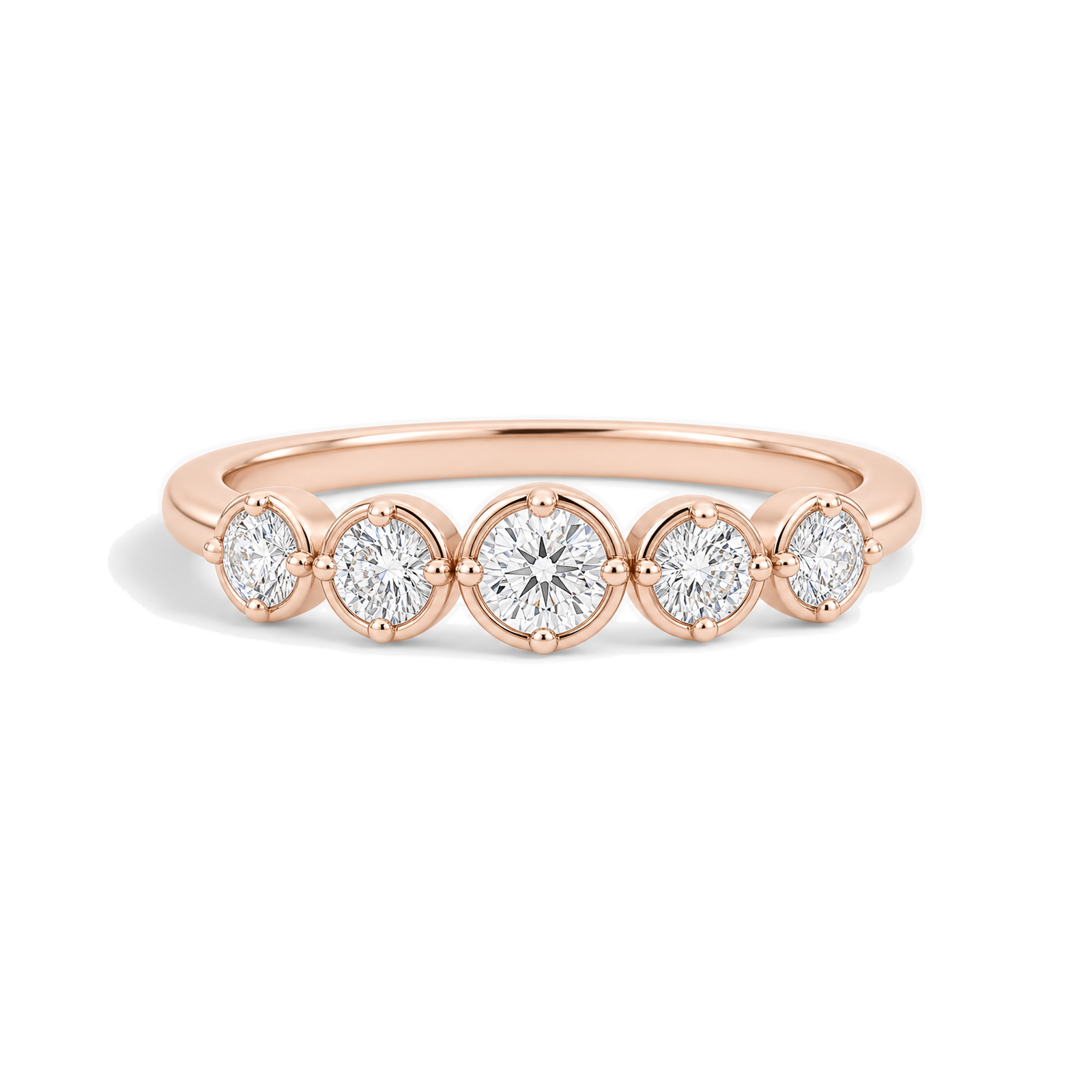 Juliette Bezel Prong Half Eternity Lab Grown Diamond Band in 14K Rose Gold