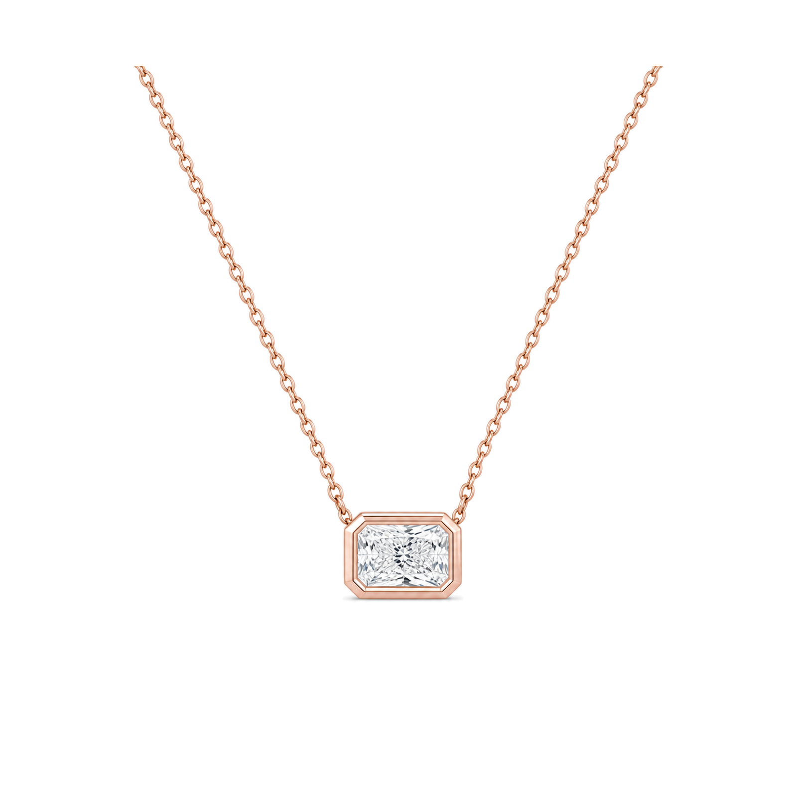 Sienna Bezel Solitaire Lab Grown Diamond Necklace in 14K Rose Gold