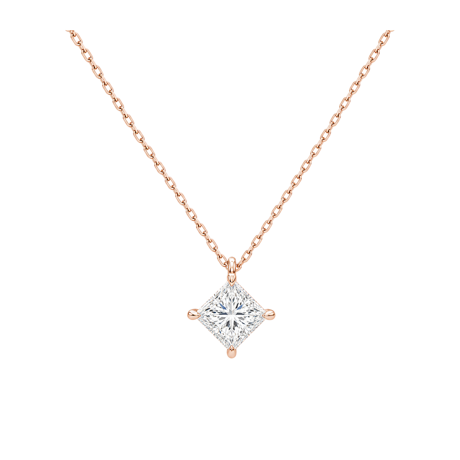 Elysia Solitaire Lab Grown Diamond Pendant Necklace in 14K Rose Gold