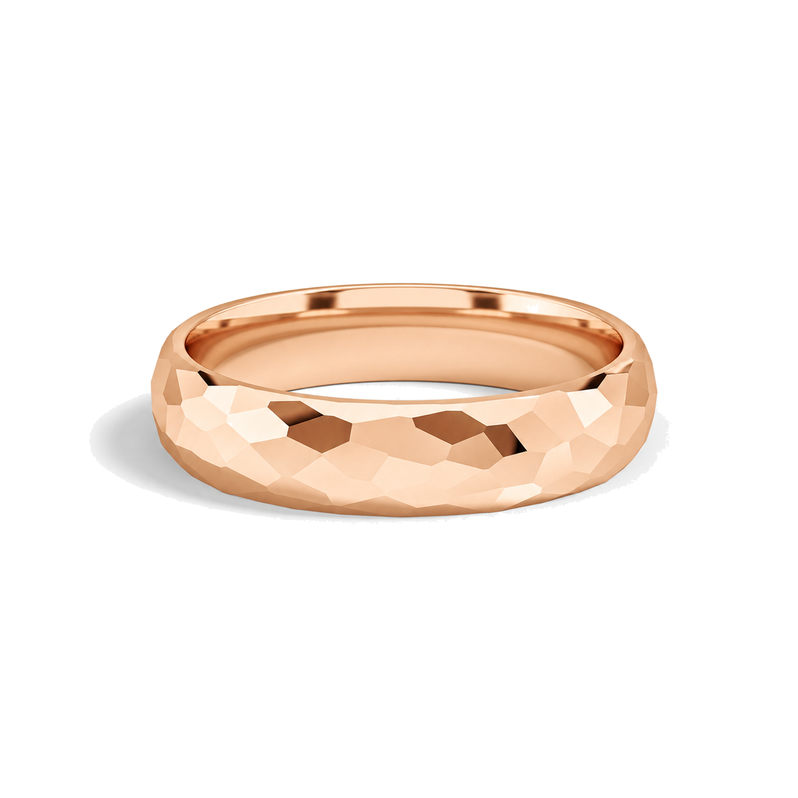 Calista Hammered Comfort Fit Lab Grown Diamond Wedding Band in 14K Rose Gold
