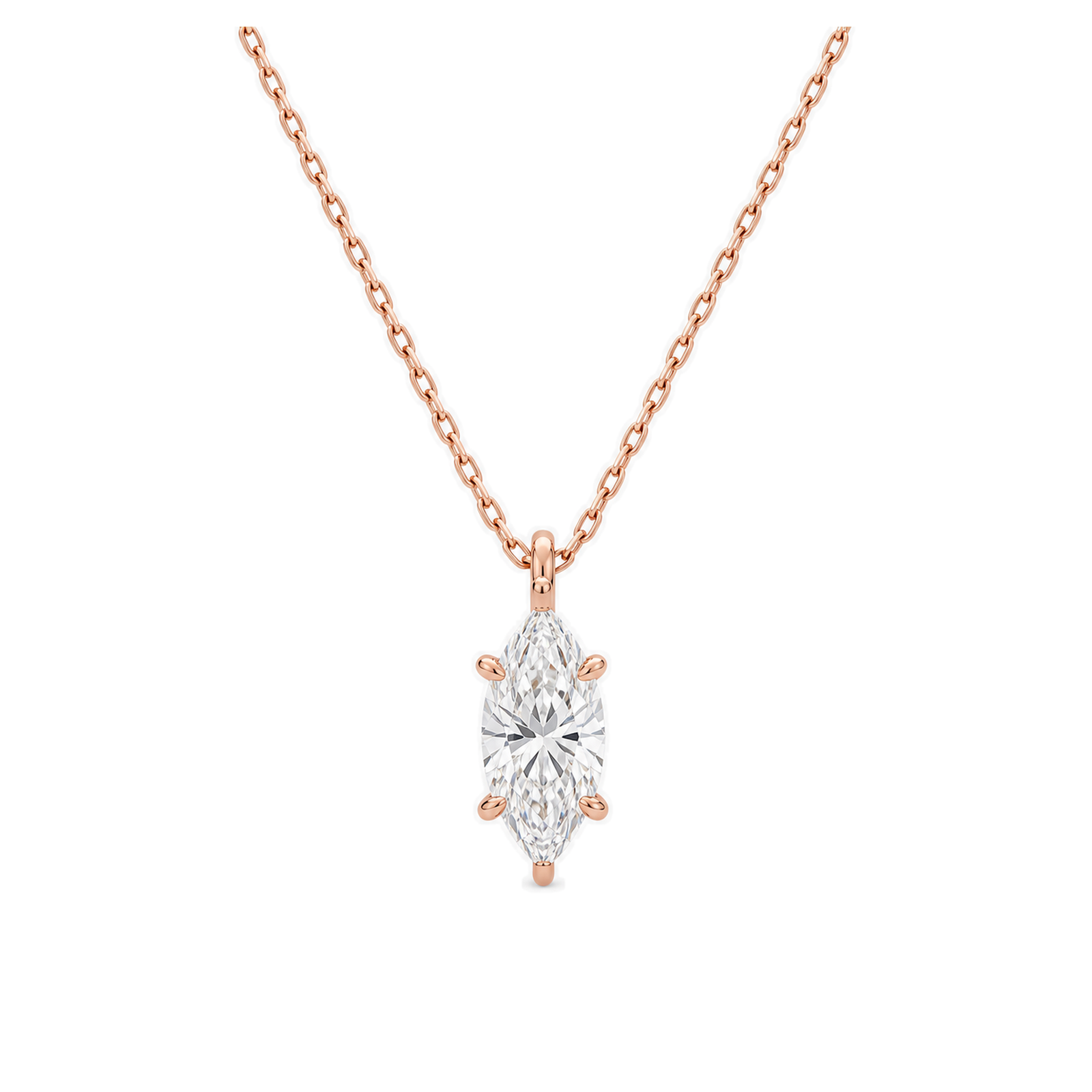 Elysia Solitaire Lab Grown Diamond Pendant Necklace in 14K Rose Gold