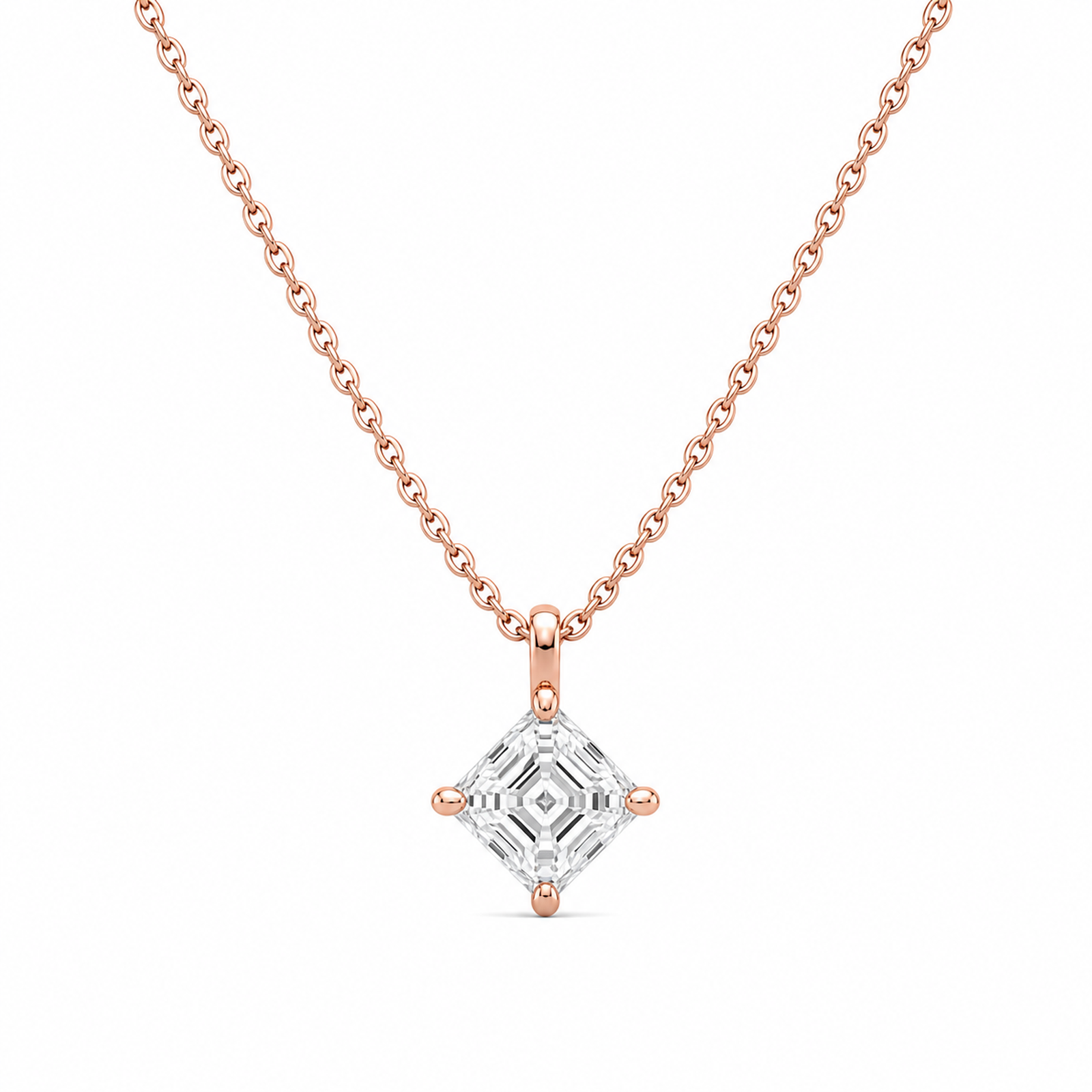 Elysia Solitaire Lab Grown Diamond Pendant Necklace in 14K Rose Gold