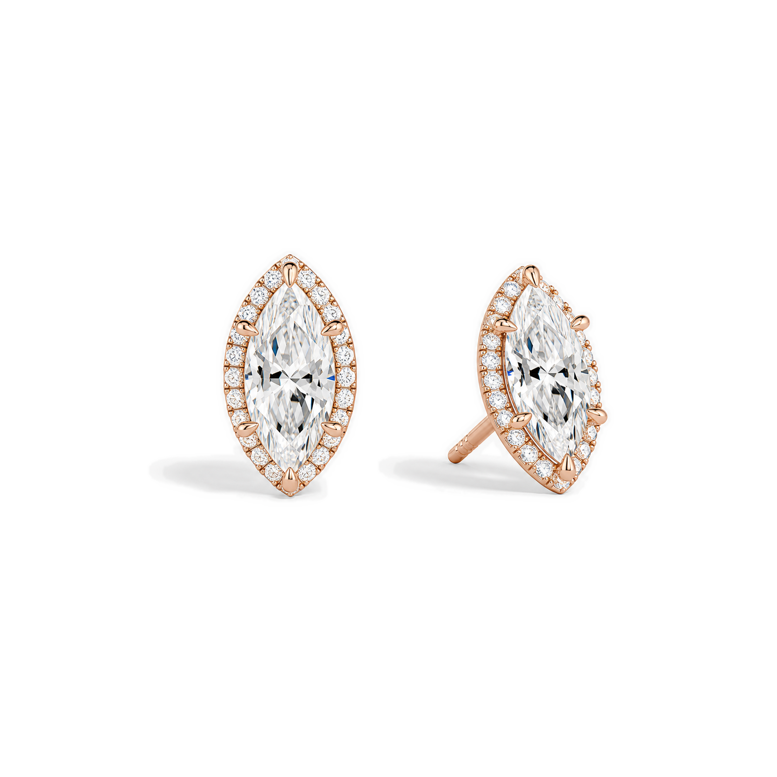 Seren Halo Lab Grown Diamond Stud Earrings in 14K Rose Gold