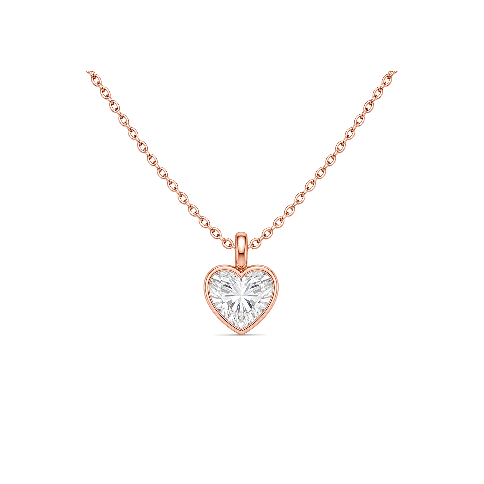 Stellaire Bezel Solitaire Lab Grown Diamond Pendant Necklace in 14K Rose Gold