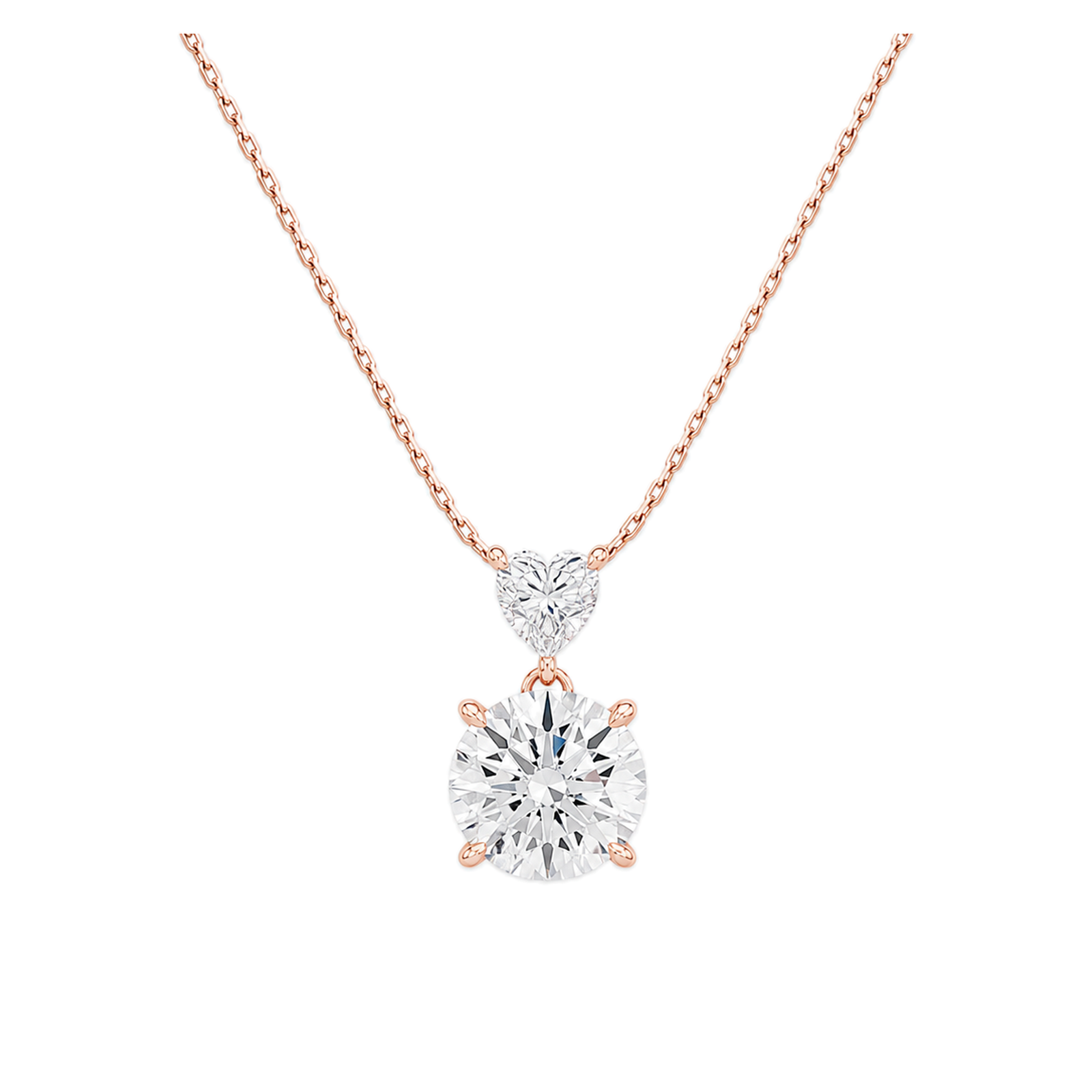 Valora Duo Drop Lab Grown Diamond Necklace in 14K Rose Gold
