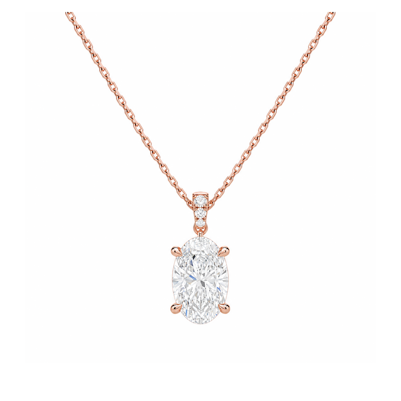 Maeva Accented Bail Lab Grown Diamond Pendant Necklace in 14K Rose Gold