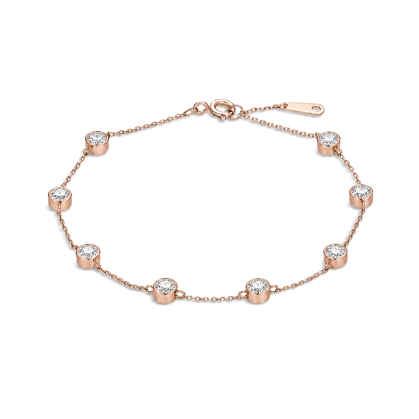 Noelle Brilliant Bezel Station Lab Grown Diamond Bracelet in 14K Rose Gold