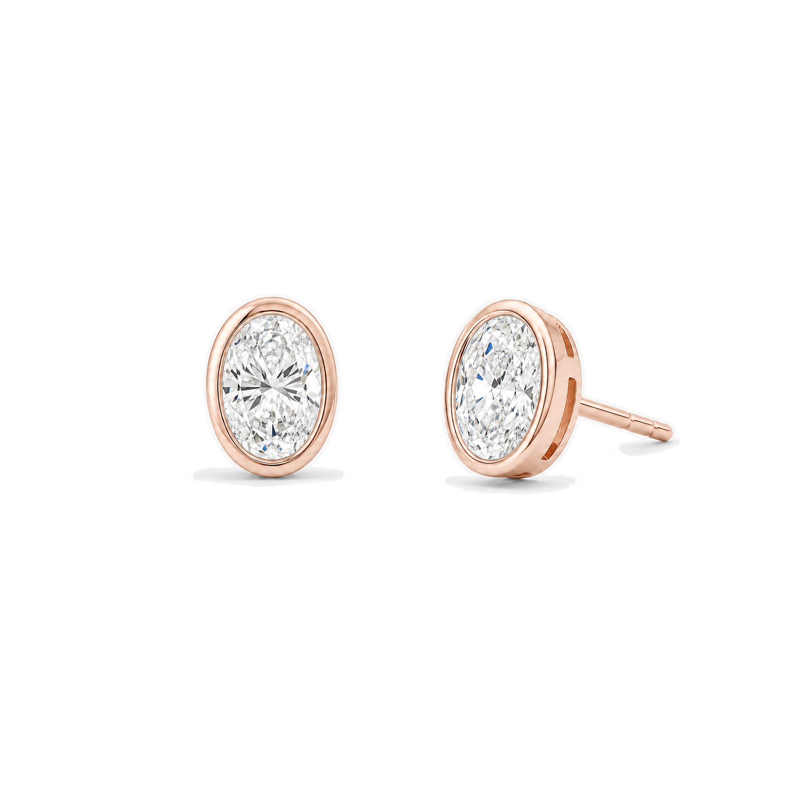 Jolie Bezel Solitaire Lab Grown Diamond Stud Earrings in 14K Rose Gold