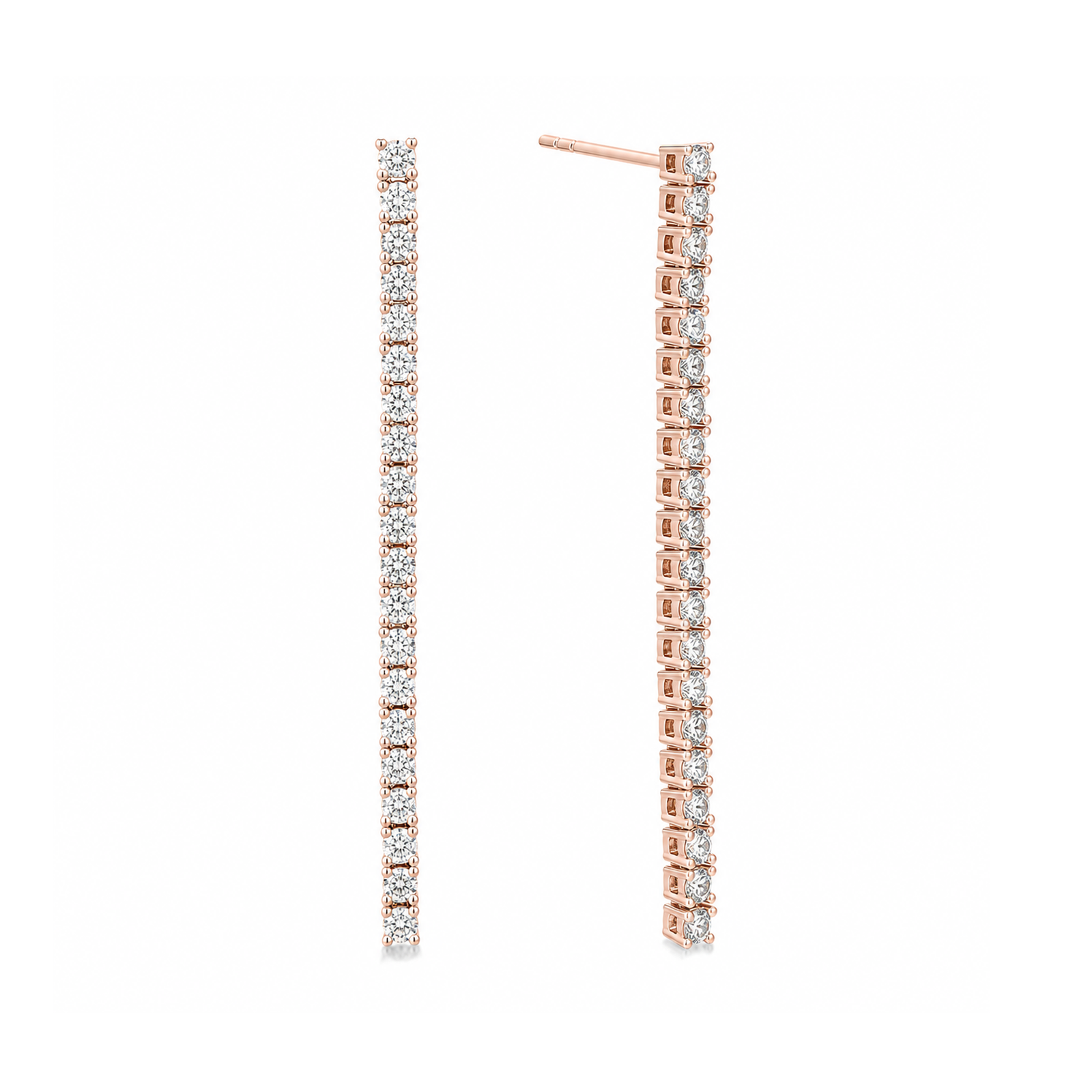Dulcie Line Drop Tennis Lab Grown Diamond Drop Earrings in 14K Rose Gold