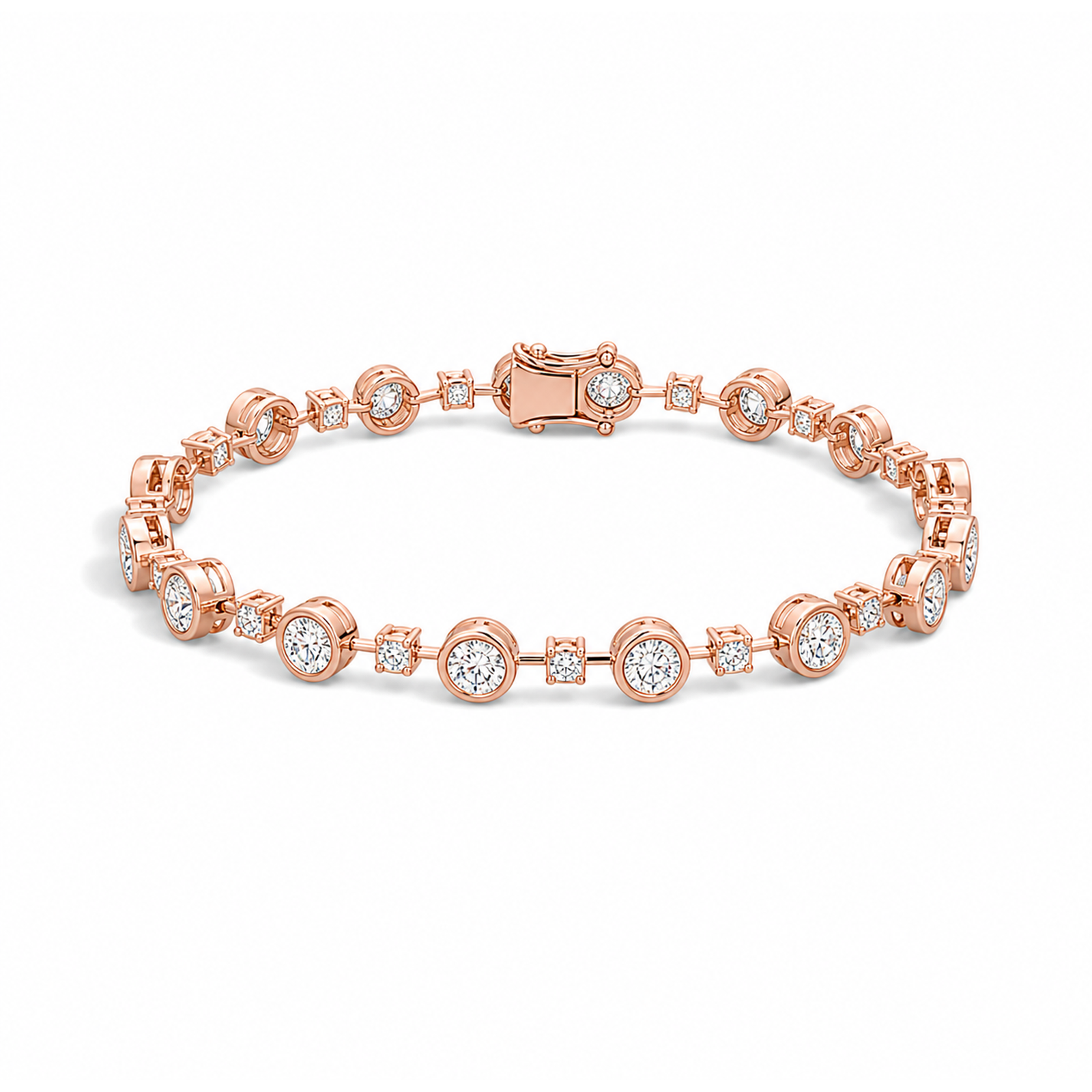 Delphine Alternating Multi-Shape Lab Grown Diamond Tennis Bracelet in 14K Rose Gold