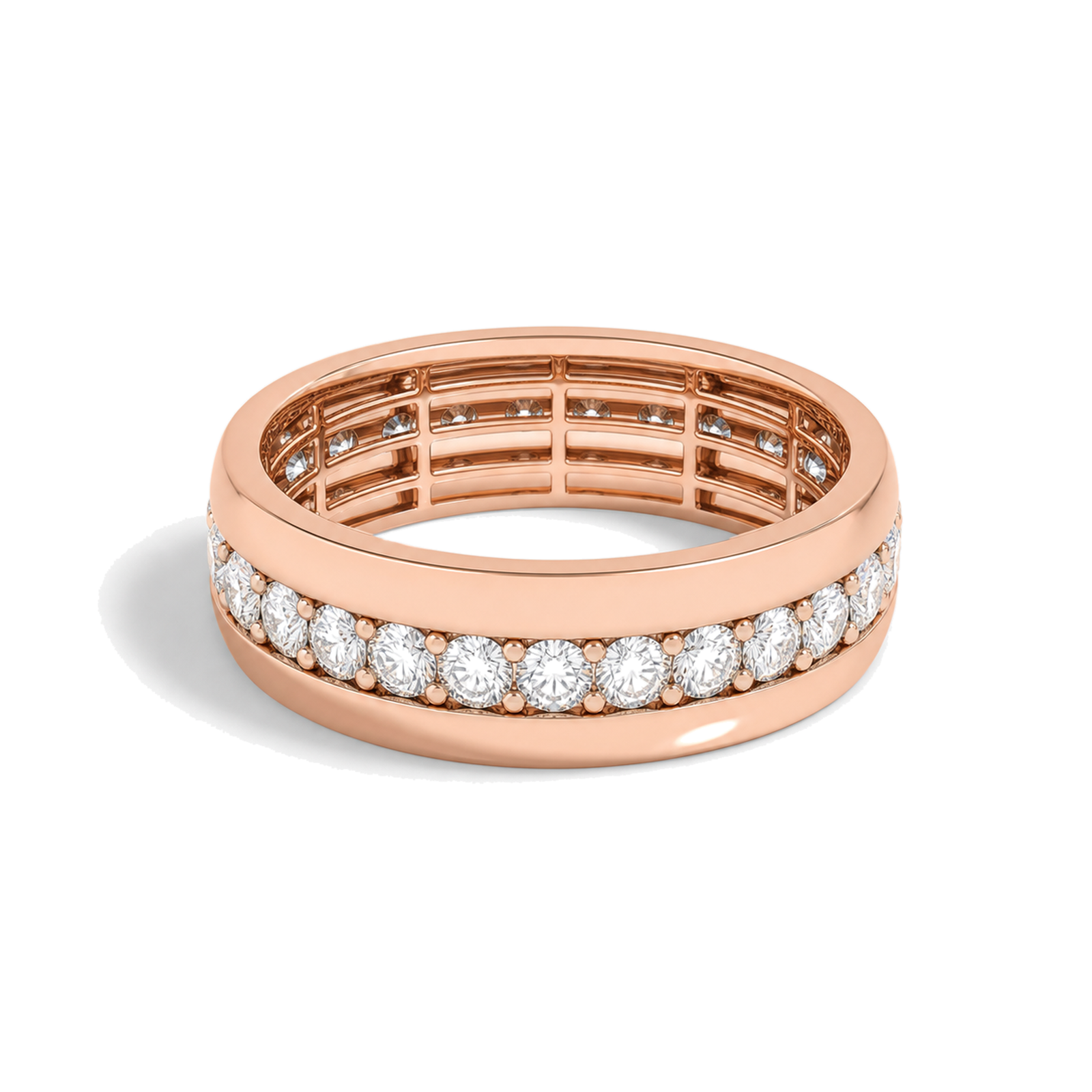 Brisa Men's Channel Eternity Lab Grown Diamond Wedding Band in 14K Rose Gold