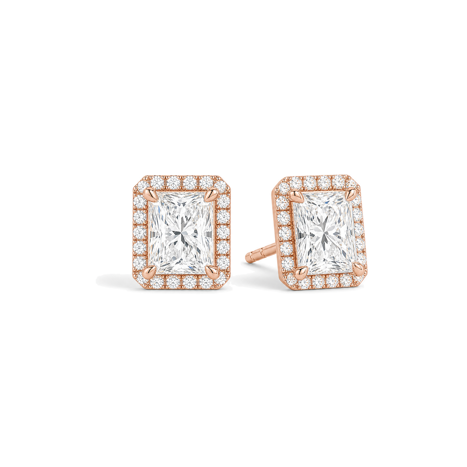 Seren Halo Lab Grown Diamond Stud Earrings in 14K Rose Gold