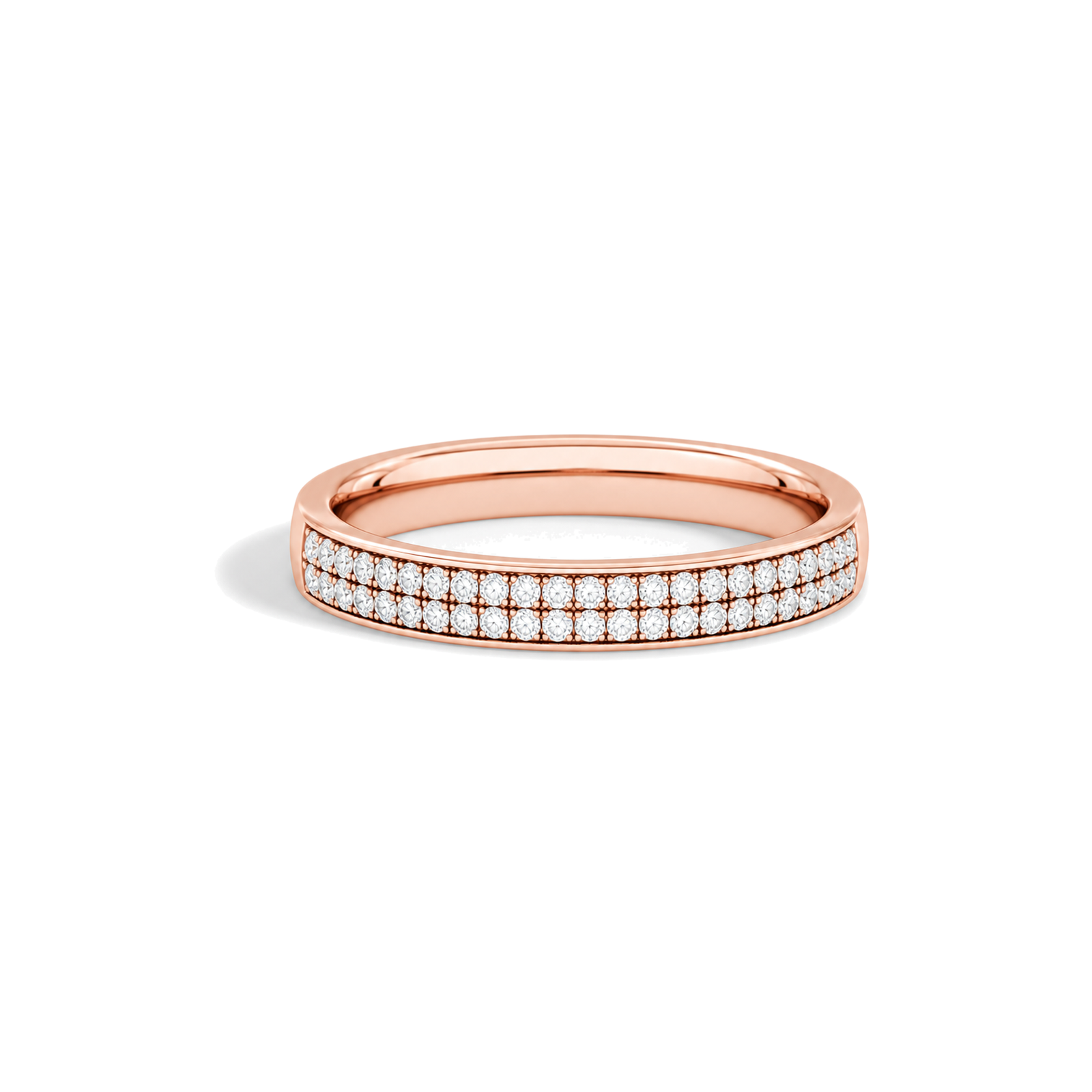 Lysandra Two Row Pave Lab Grown Diamond Ring in 14K Rose Gold