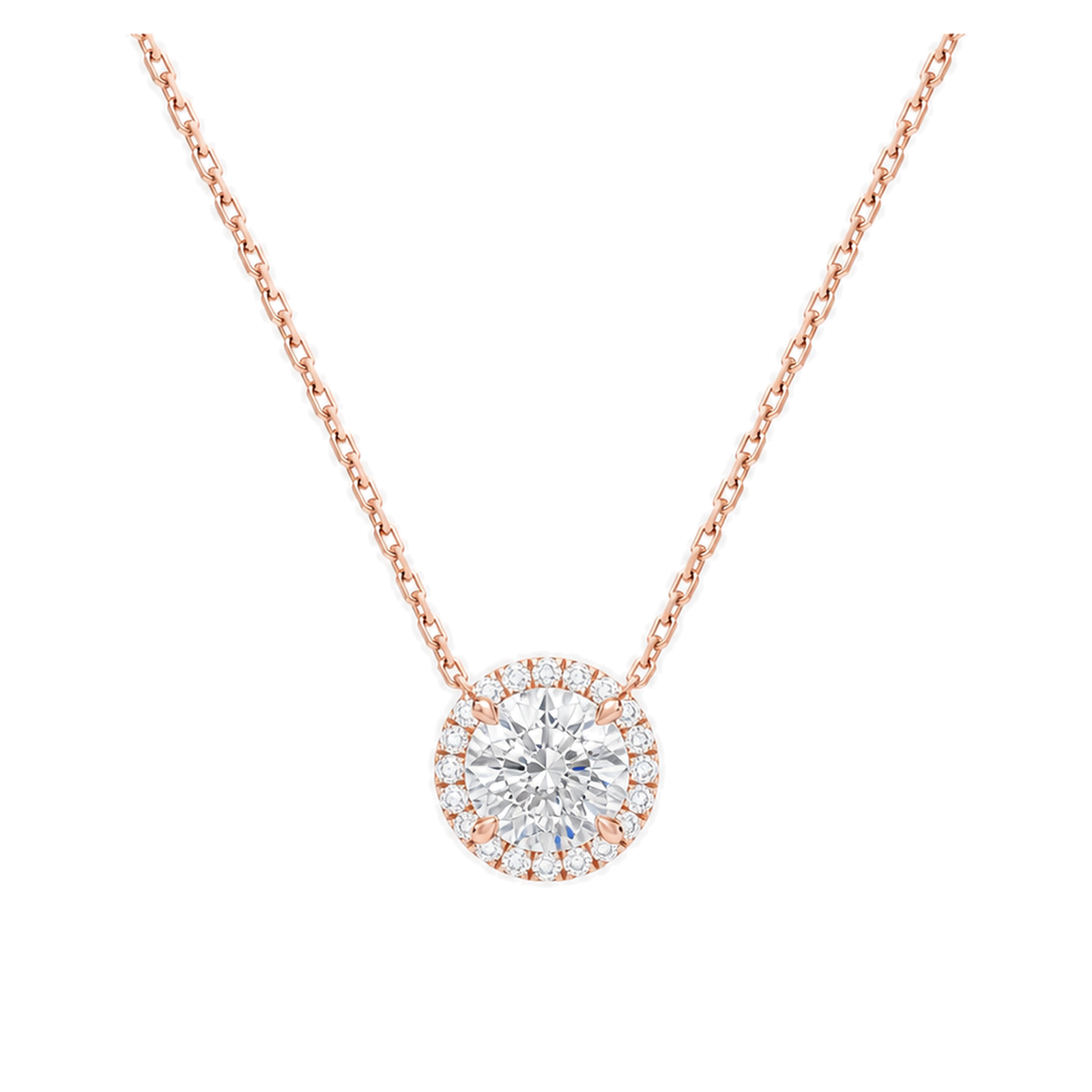 Jessa Halo Lab Grown Diamond Necklace in 14K Rose Gold