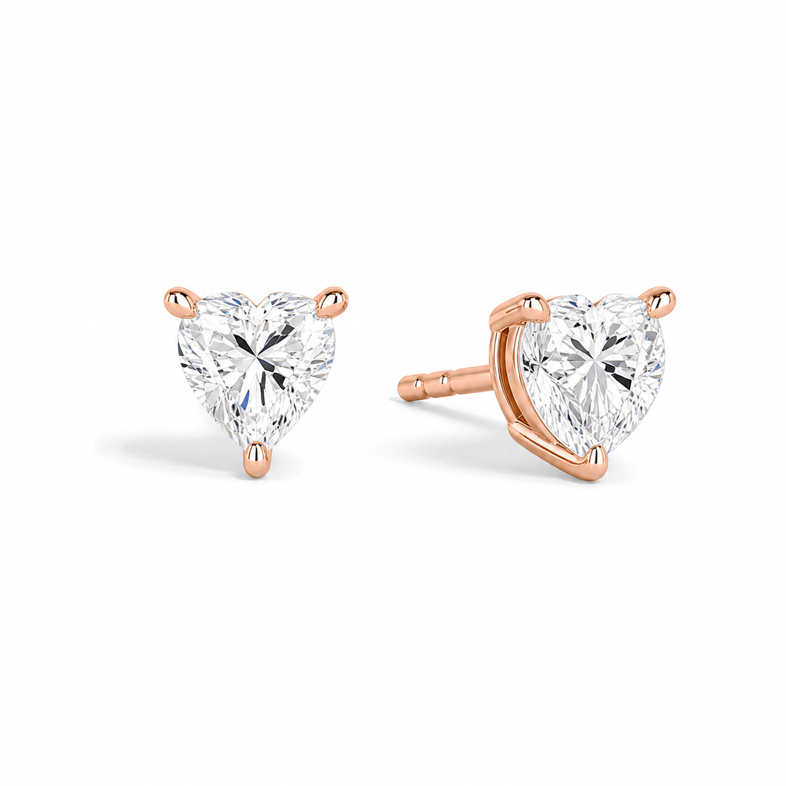 Eira Solitaire 4-Prong Lab Grown Diamond Stud Earrings in 14K Rose Gold