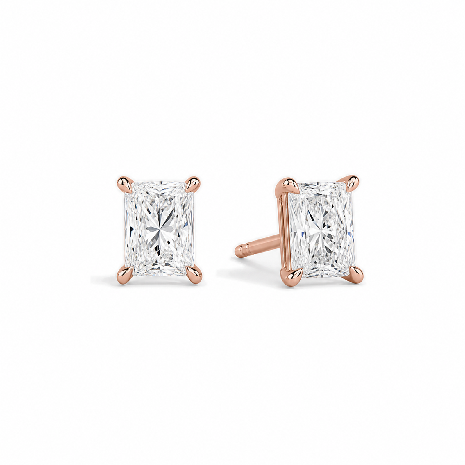 Eira Solitaire 4-Prong Lab Grown Diamond Stud Earrings in 14K Rose Gold