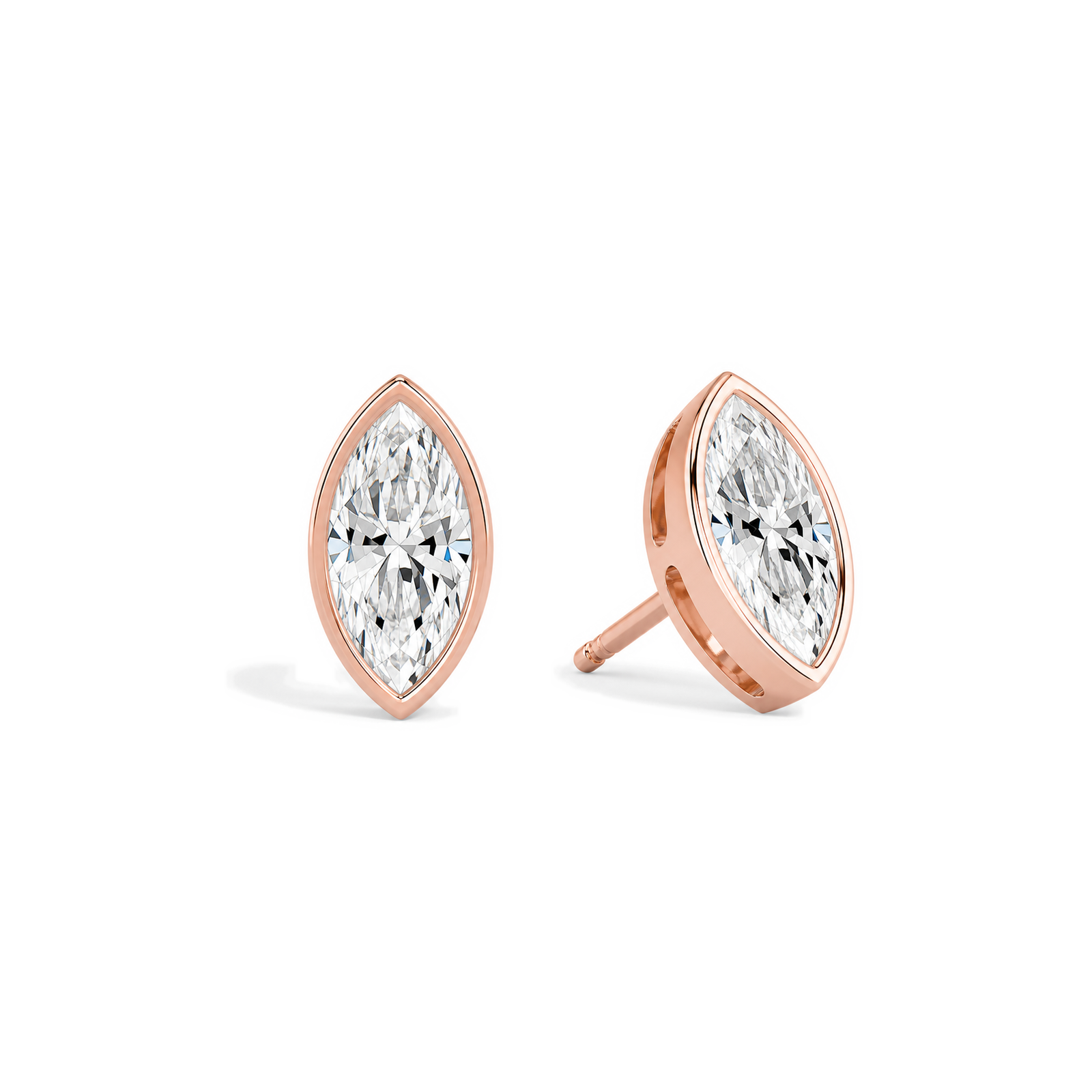Jolie Bezel Solitaire Lab Grown Diamond Stud Earrings in 14K Rose Gold