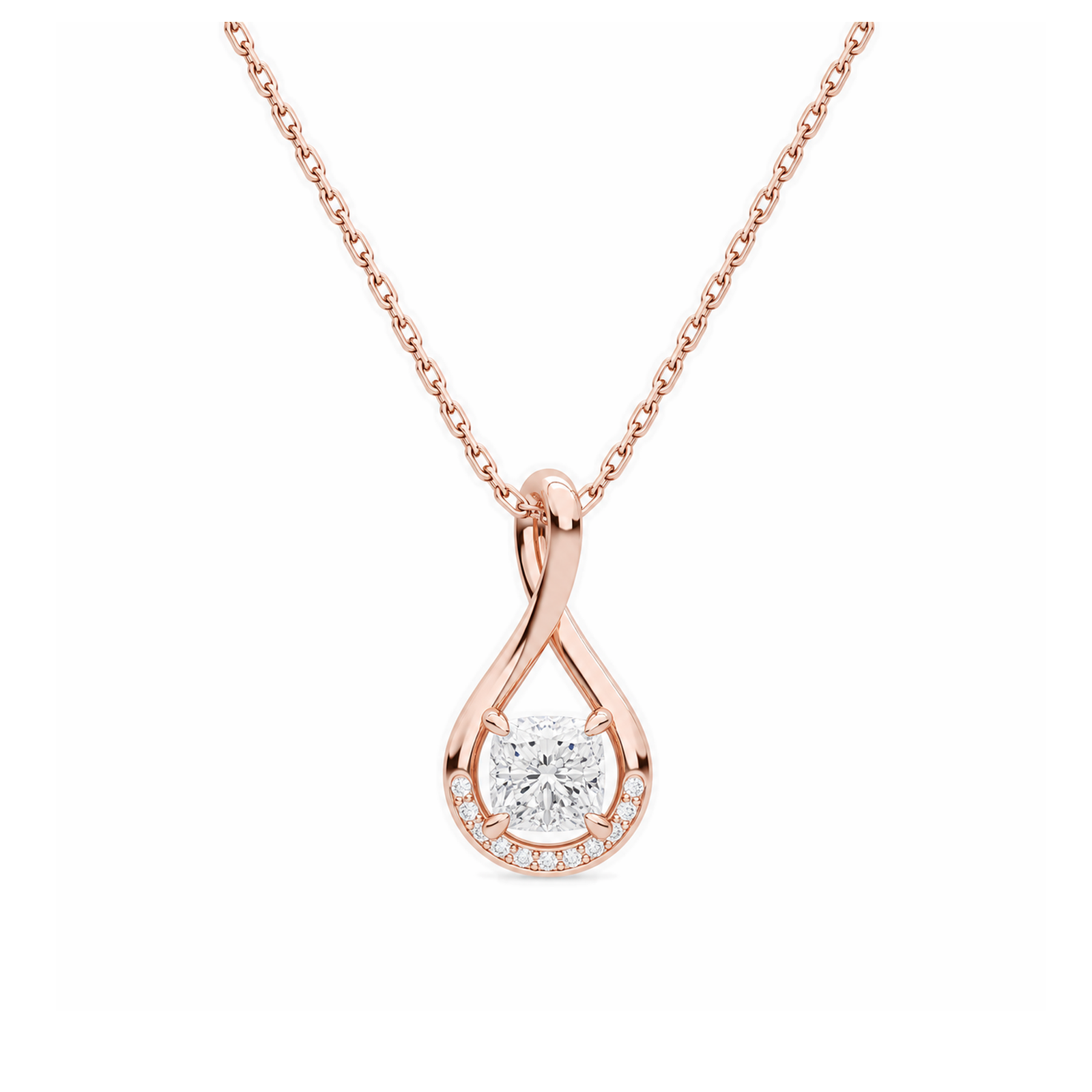 Nelle Accented Twist Lab Grown Diamond Pendant Necklace in 14K Rose Gold