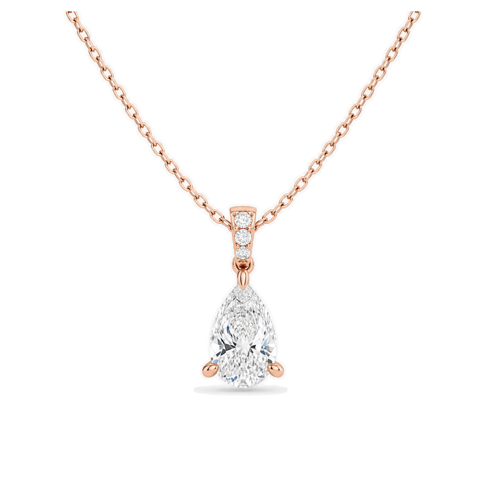 Maeva Accented Bail Lab Grown Diamond Pendant Necklace in 14K Rose Gold