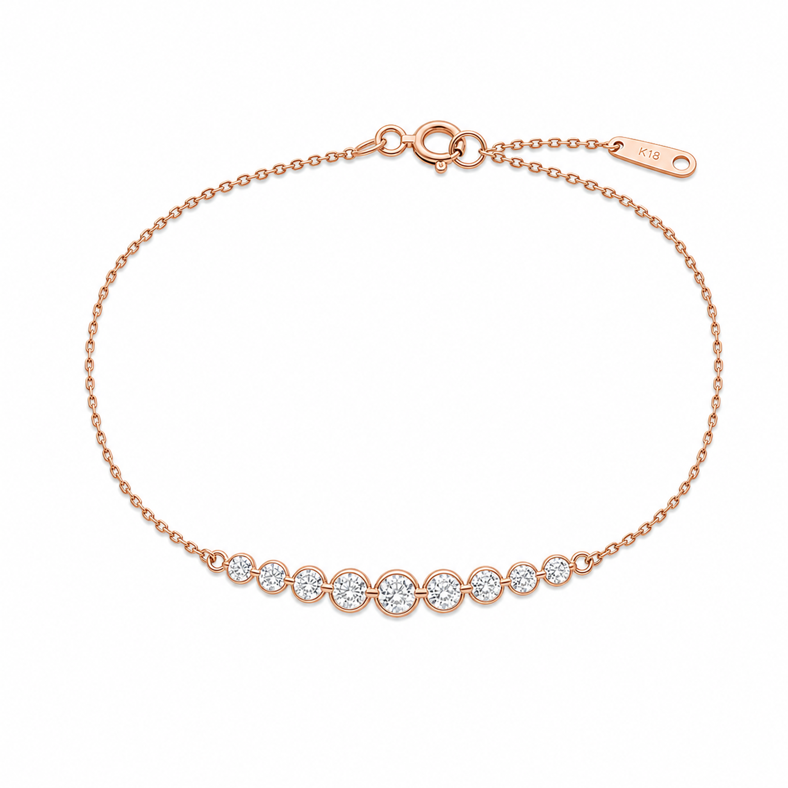 Aveline Brilliant Graduated Curve Lab Grown Diamond Bracelet in 14K Rose Gold