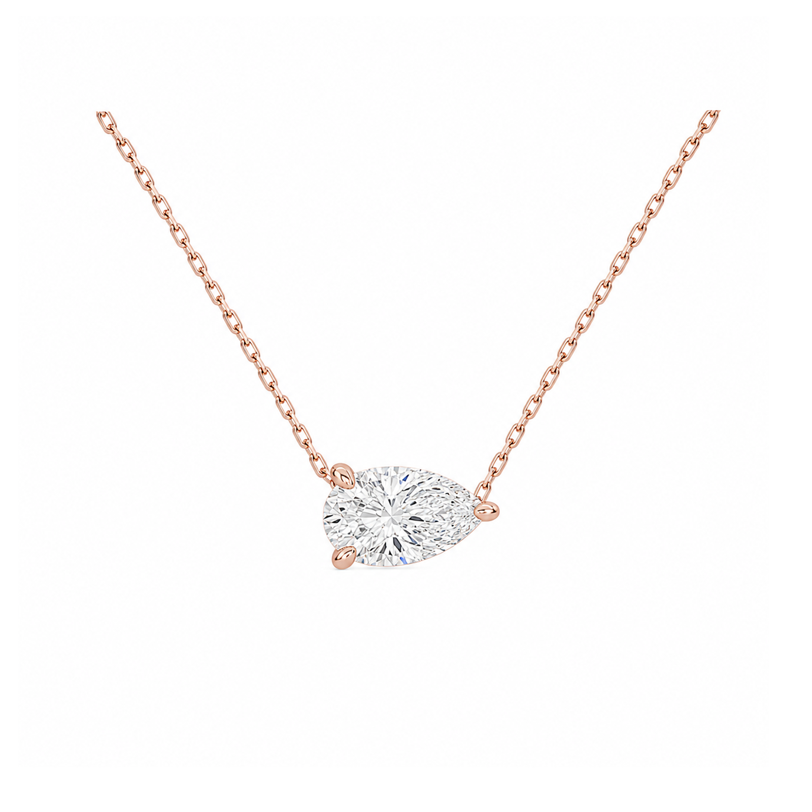 Solenne Solitaire Lab Grown Diamond Necklace in 14K Rose Gold